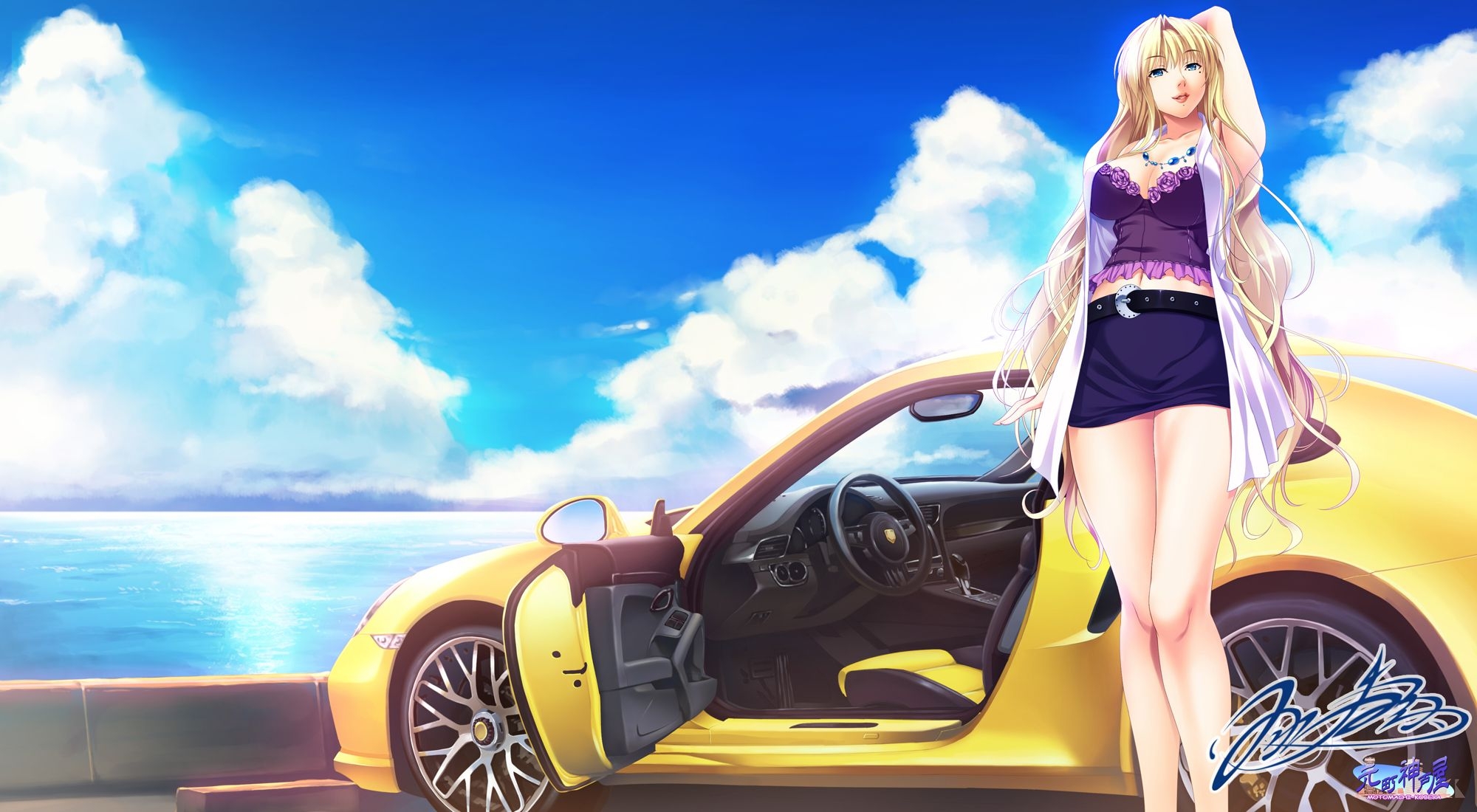 2000x1100 Anime Girls And Cars Wallpaperx1100, Desktop