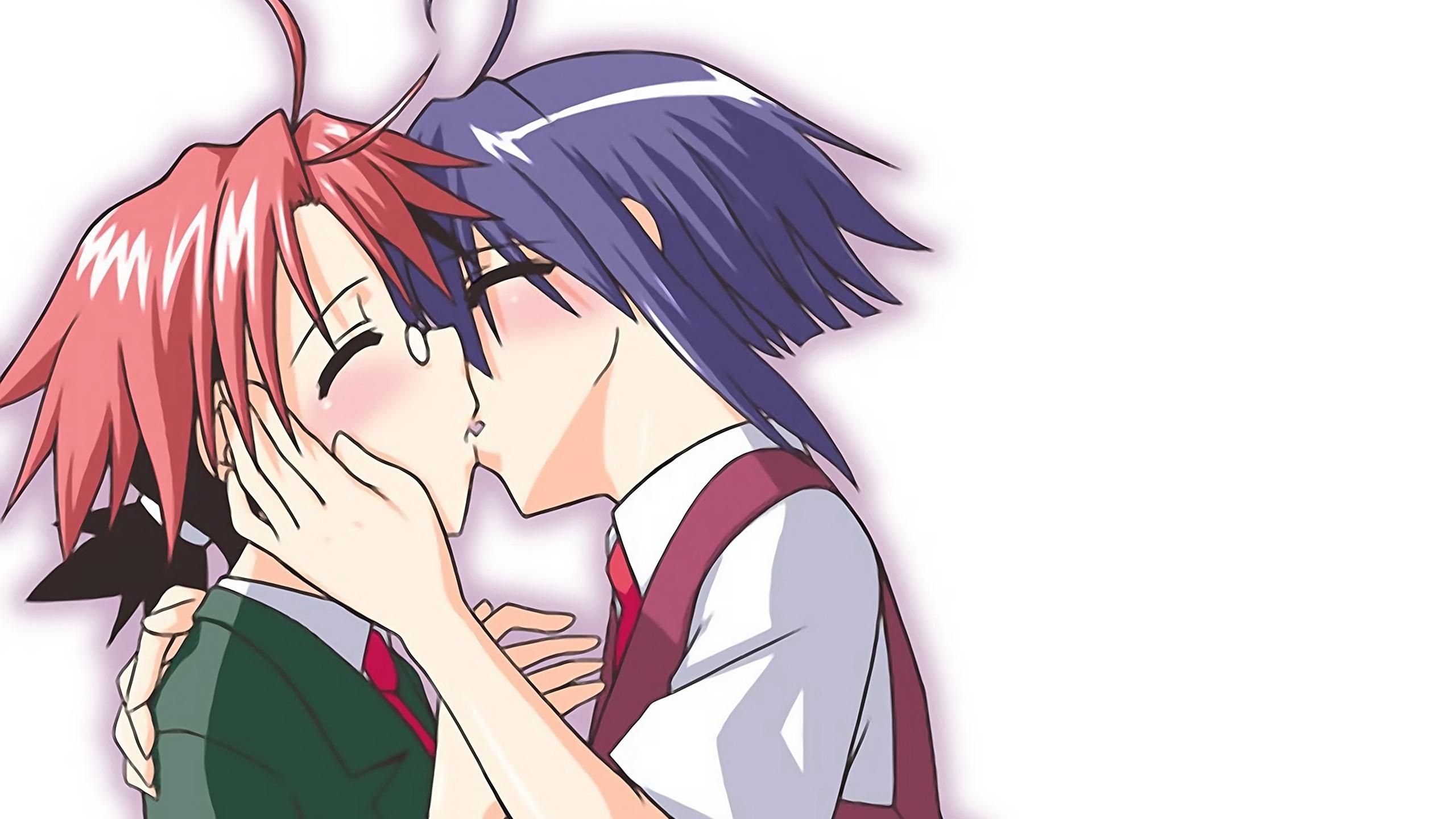 2560x1440 Download wallpaper  anime, boy, girl, kiss, tender, Desktop
