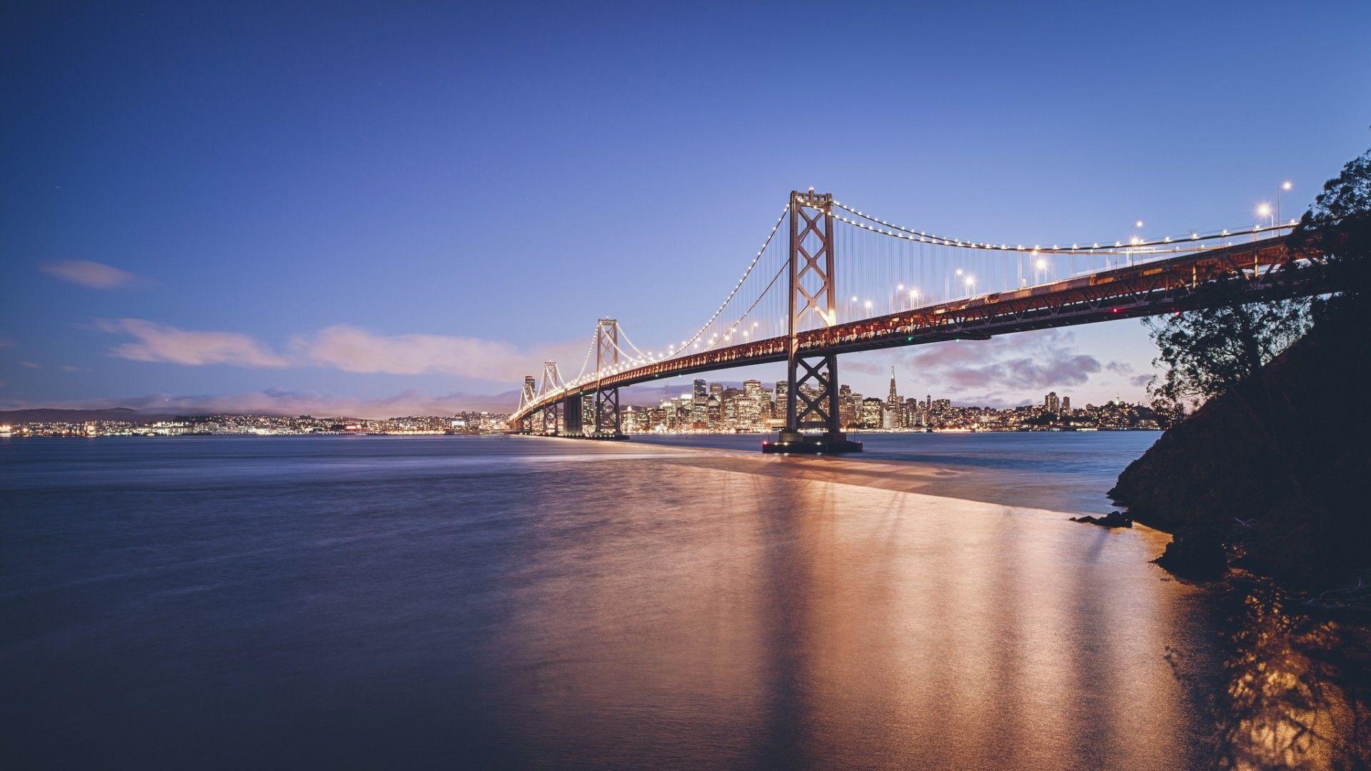 1920x1080 San Francisco Bridge Night Long Exposure Desktop Wallpaper, Desktop