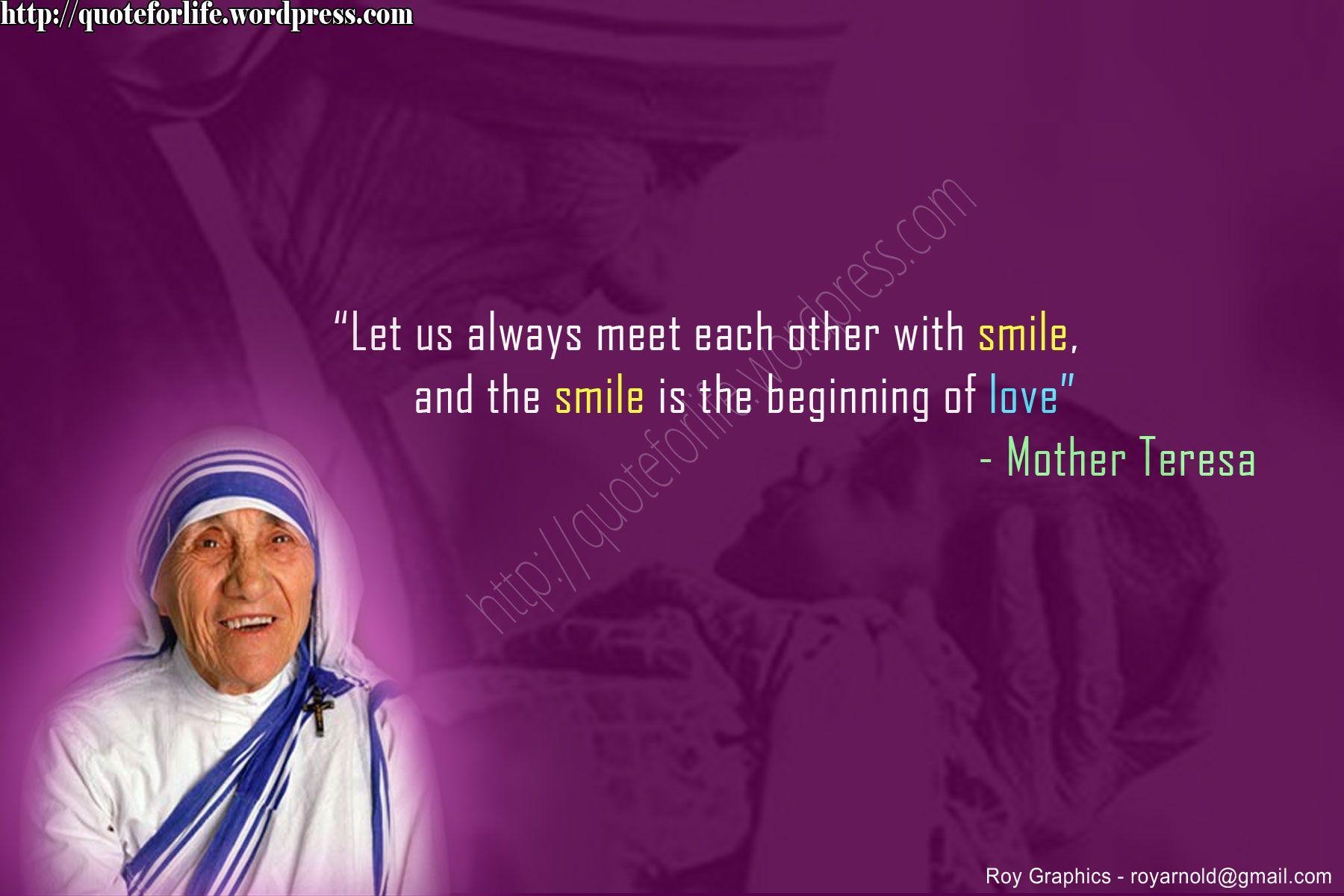 1800x1200 Christian Quote: Smile By Mother Teresa Wallpaper, Desktop