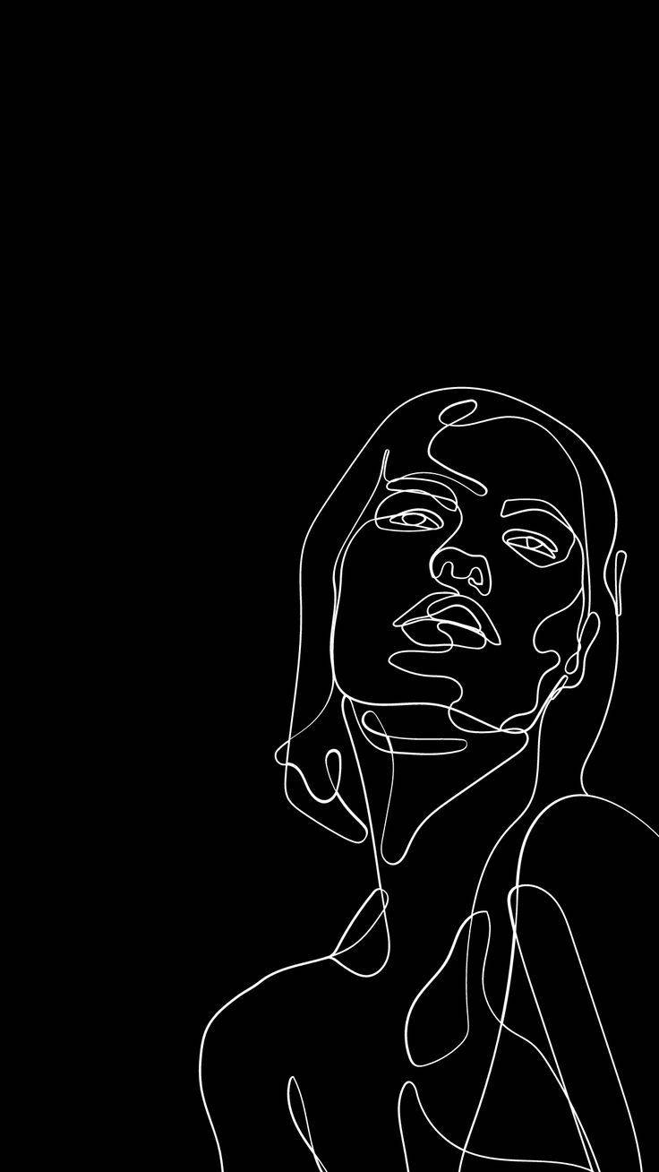 740x1310 Download One Line Drawing Woman Staring Wallpaper, Phone