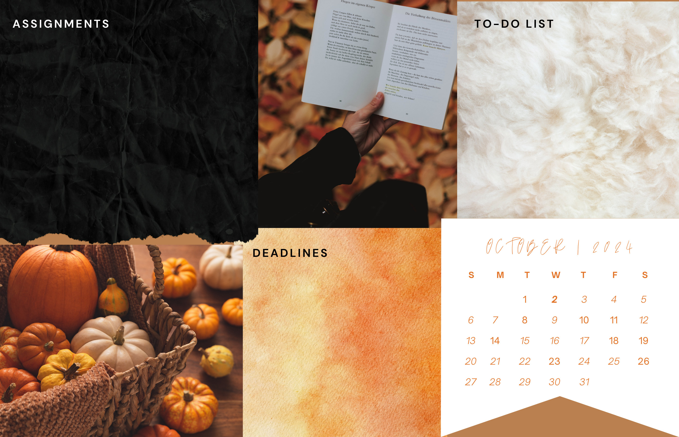 2800x1800 October 2024 Monthly Calendar Bundle, Desktop