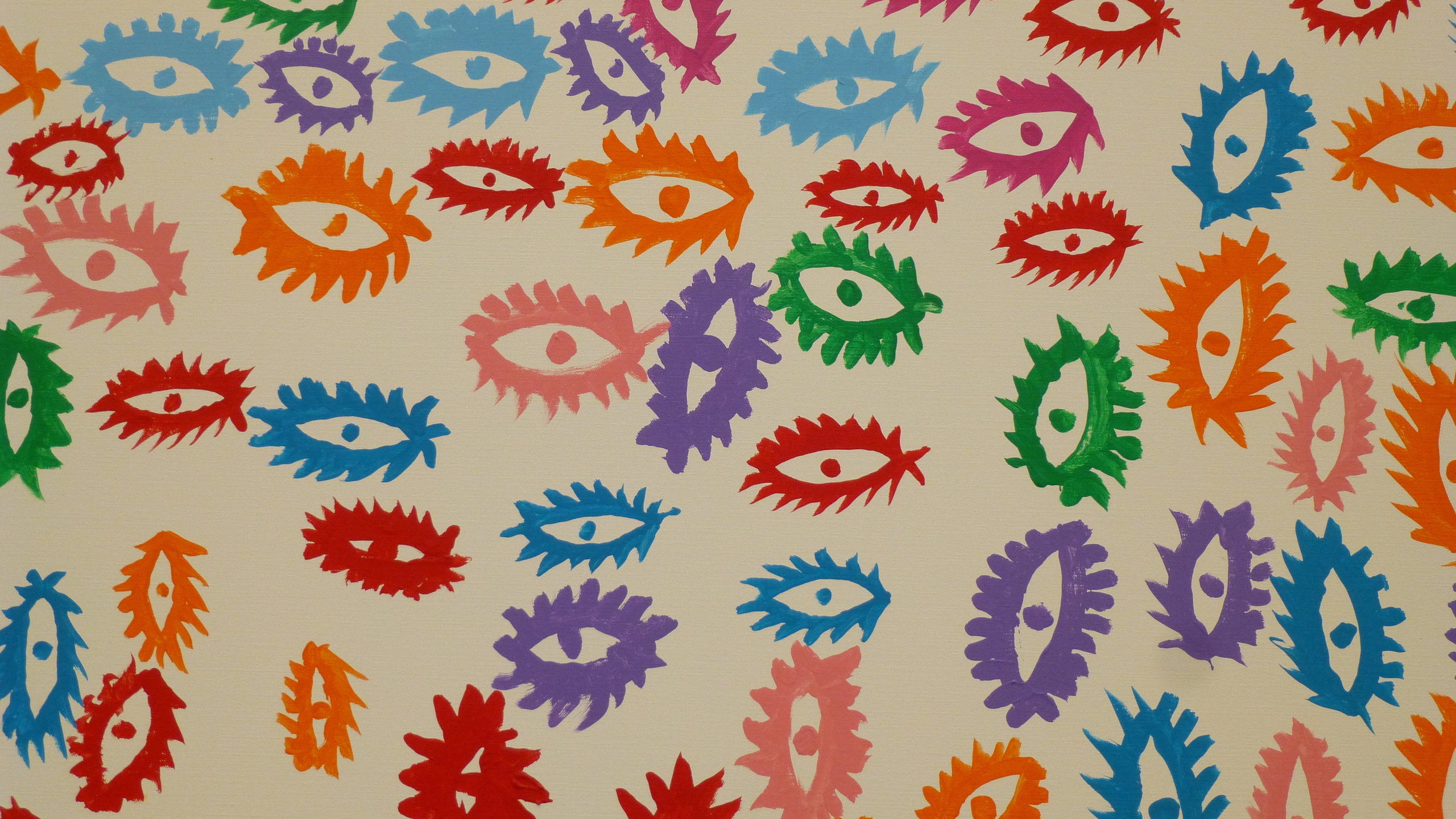 2560x1440 Yayoi Kusama, Art, Textures, Yayoi Kusama Painting Eyes, Desktop