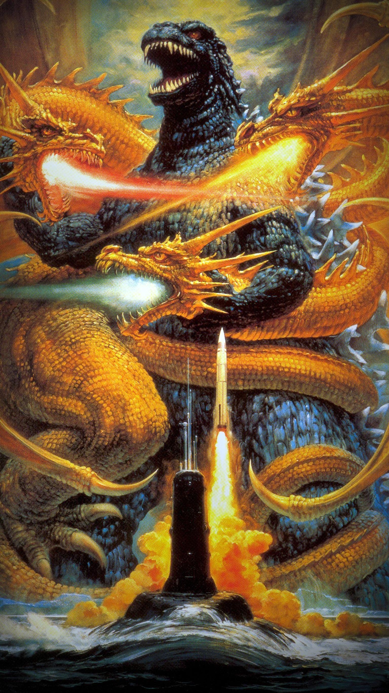 1540x2740 Godzilla vs. King Ghidorah (1991) Phone Wallpaper. Phone Wallpaper, Phone