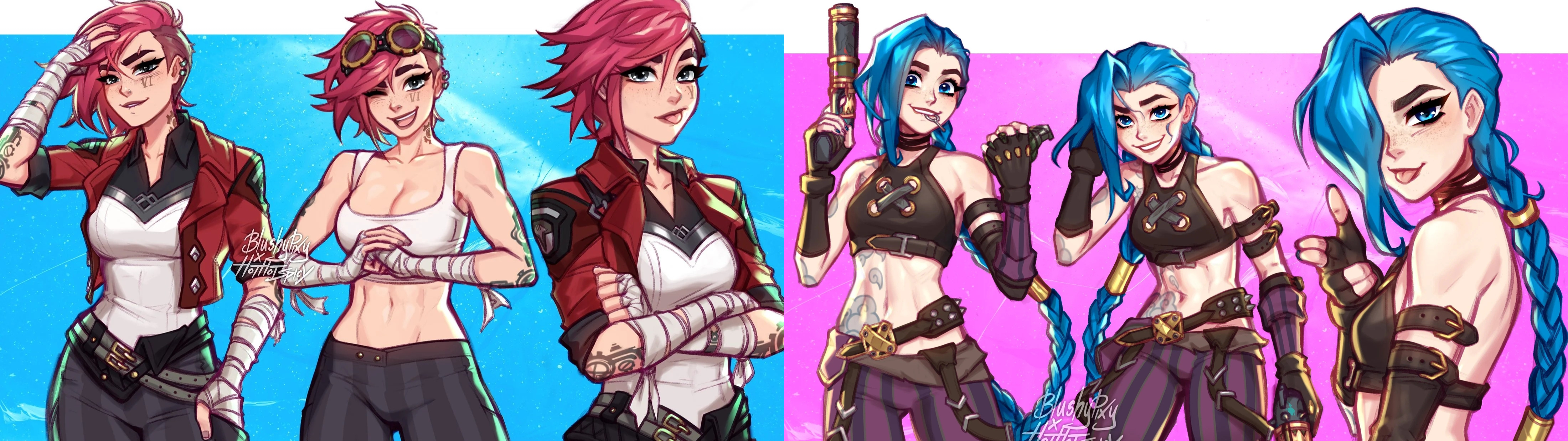 4400x1240 Jinx & Vi wallpaper for dual monitors, Dual Screen