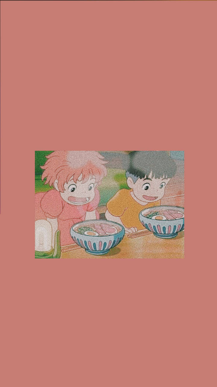 720x1280 Download Ponyo and Sosuke Enjoying Ramen Together Wallpaper, Phone