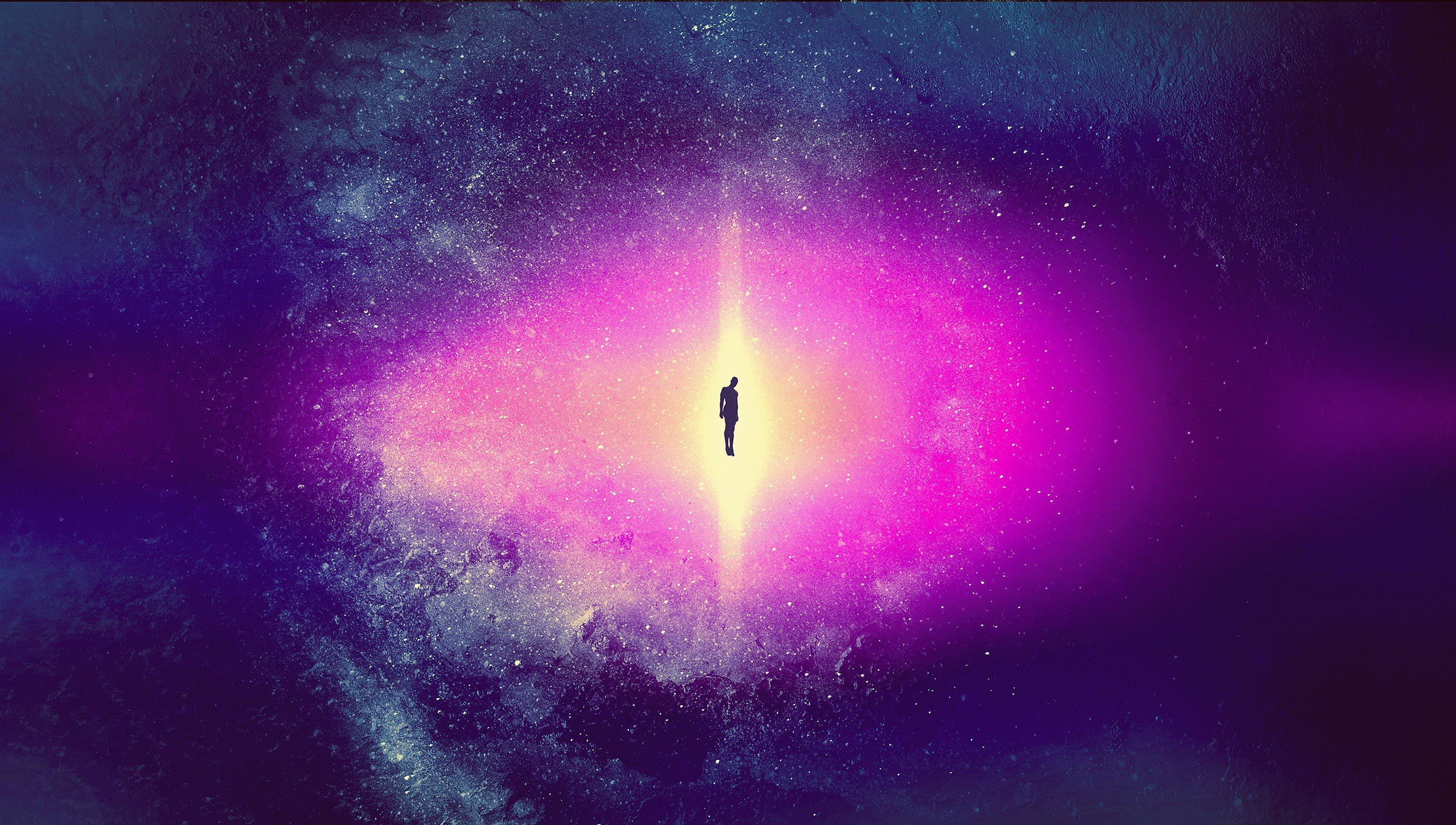 3000x1710 artwork, Space art, Floating, Silhouette, Glowing HD Wallpaper / Desktop and Mobile Image & Photo, Desktop