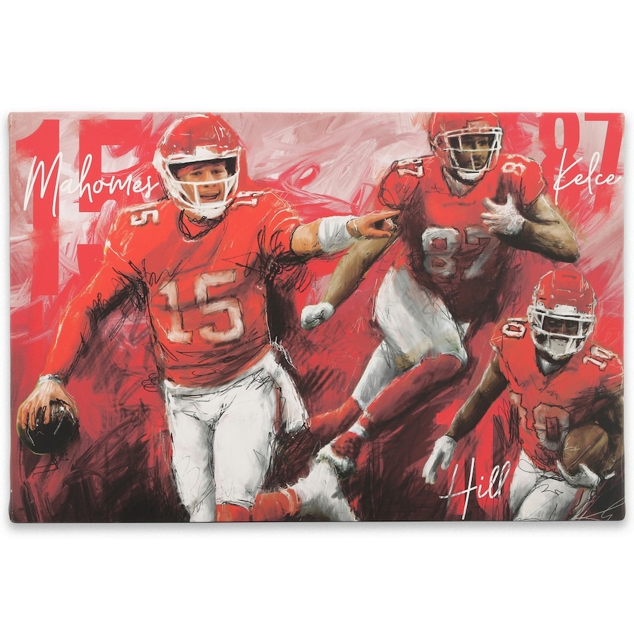 900x900 Patrick Mahomes, Travis Kelce & Tyreek Hill 15.5'' x 23'' NFLPA Canvas, Phone