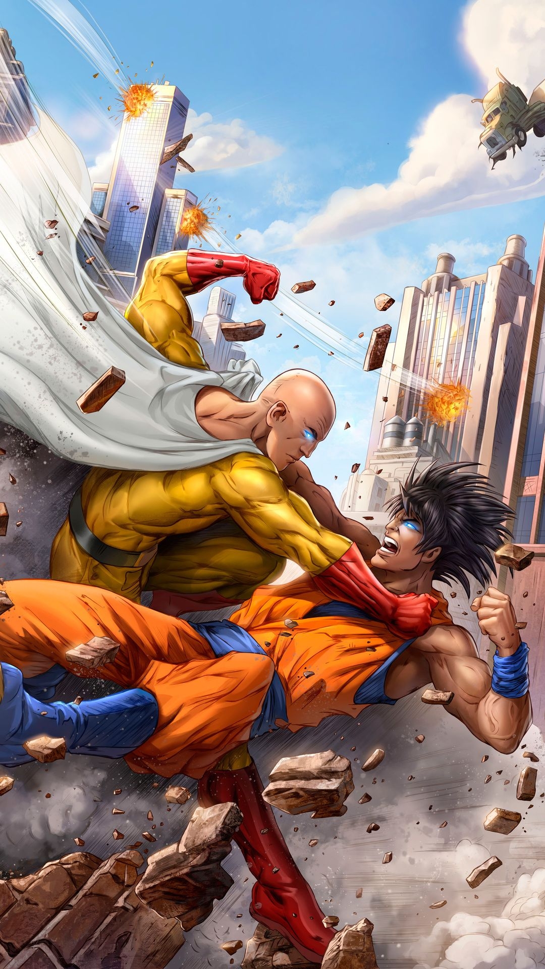 1080x1920 Goku And One Punch Man 5k Art iPhone 6s, 6 Plus, Pixel, Phone