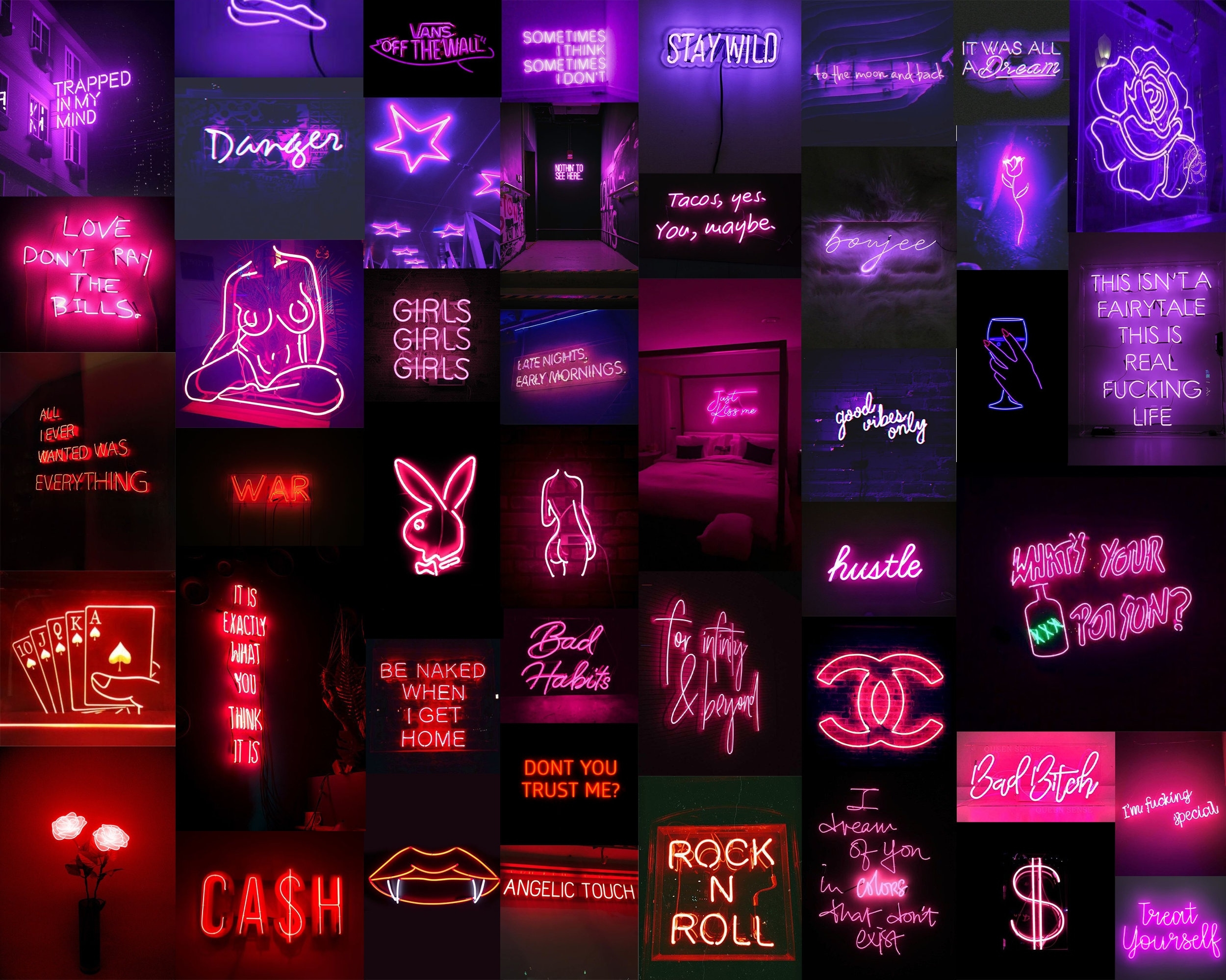 2500x2000 Queen Neon red Pink Purple Aesthetic Collage Kit 45, Desktop