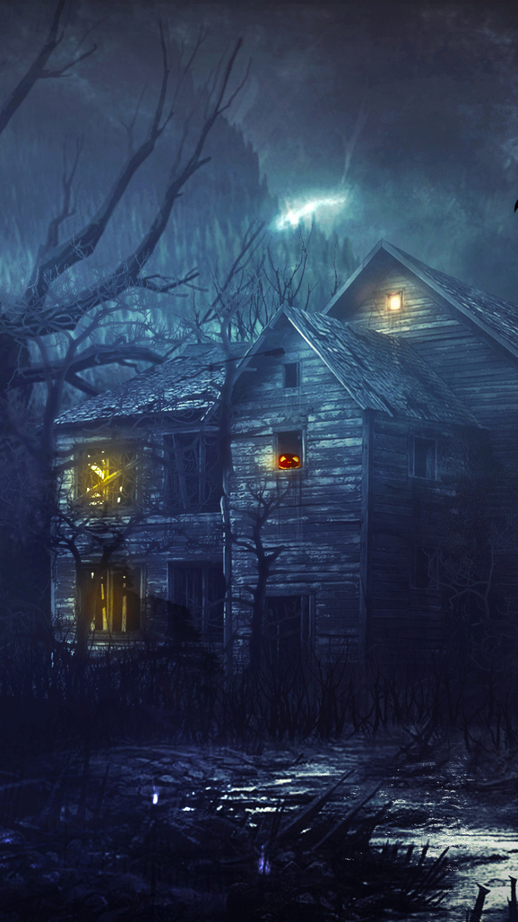 750x1340 Download Haunted House wallpaper, Phone