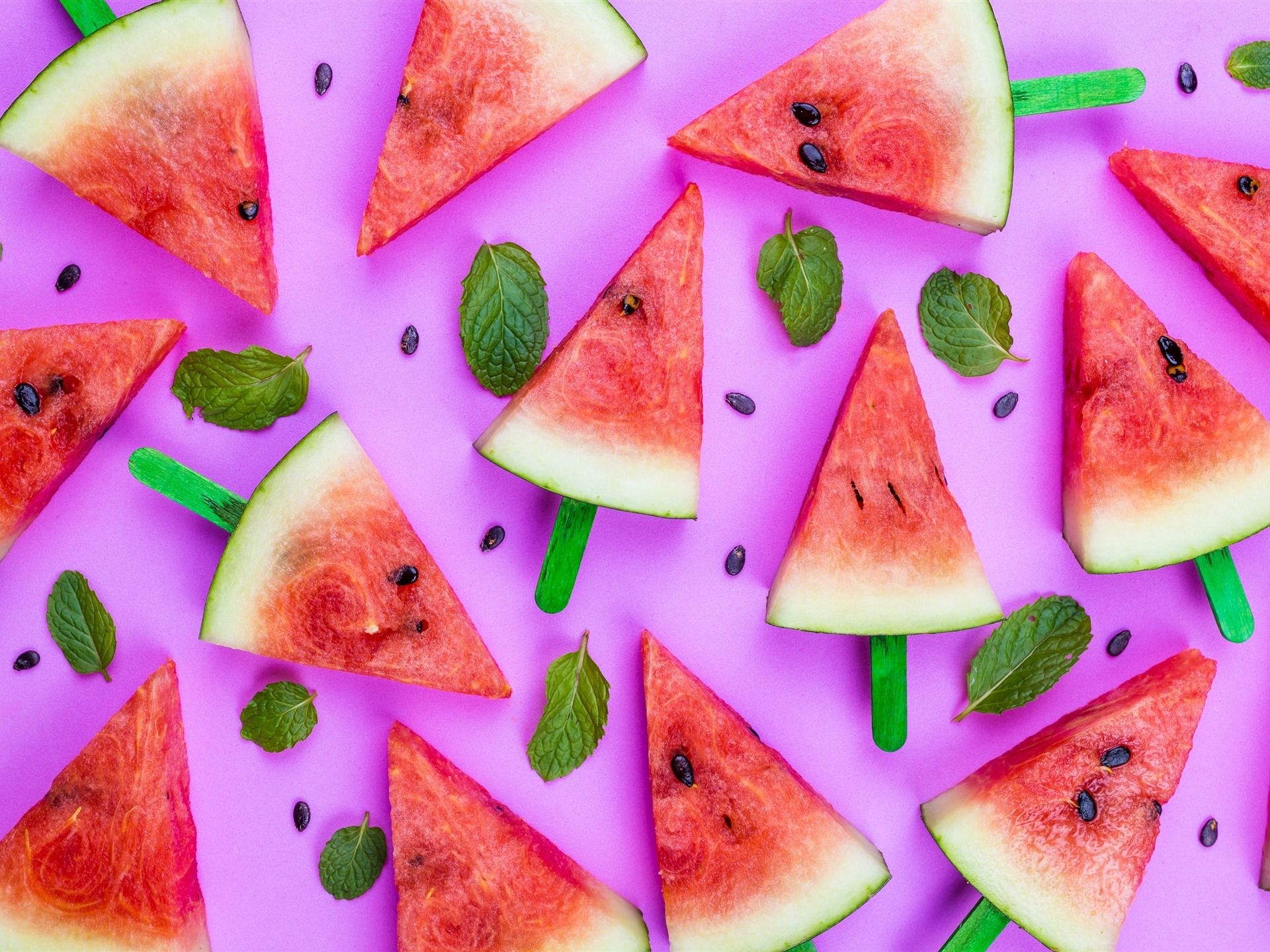 1920x1440 Wallpaper Some slices of watermelon, summer fruit, pink background 2880x1800 HD Picture, Image, Desktop