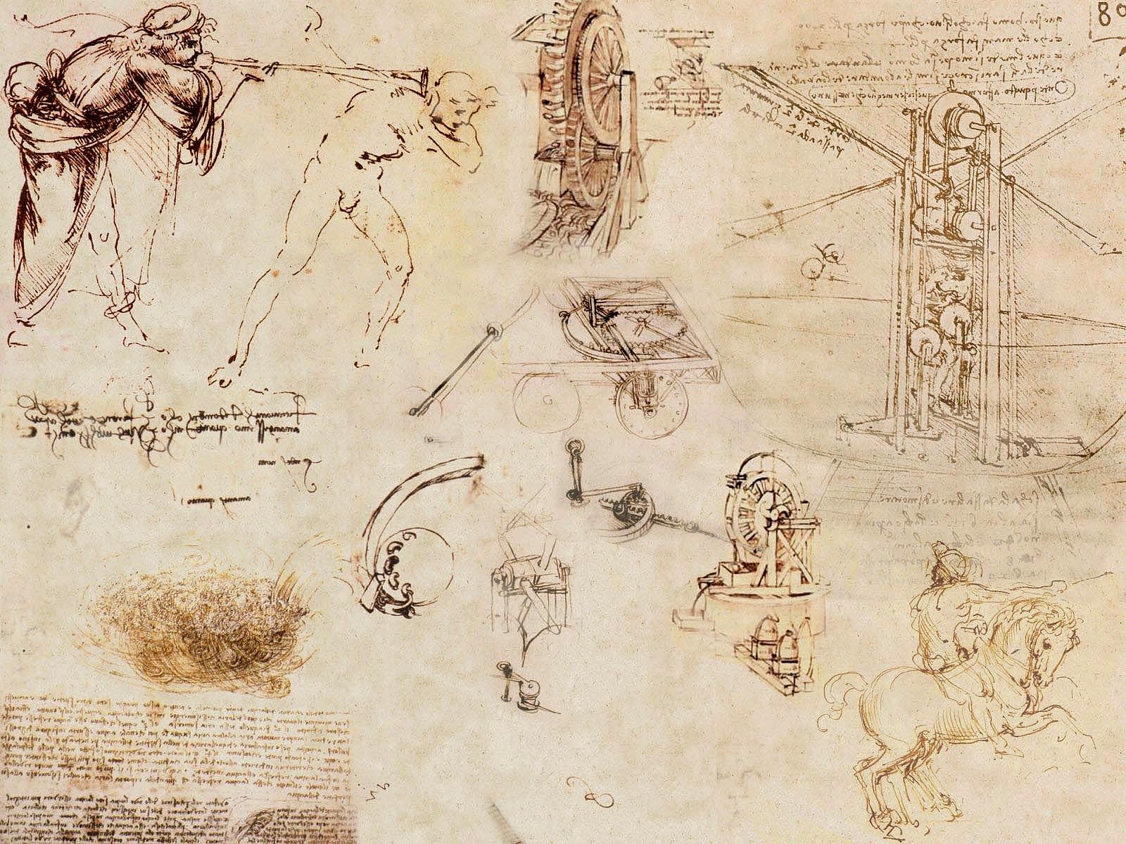 1600x1200 Sketches Leonardo da Vinci wallpaperx1200, Desktop