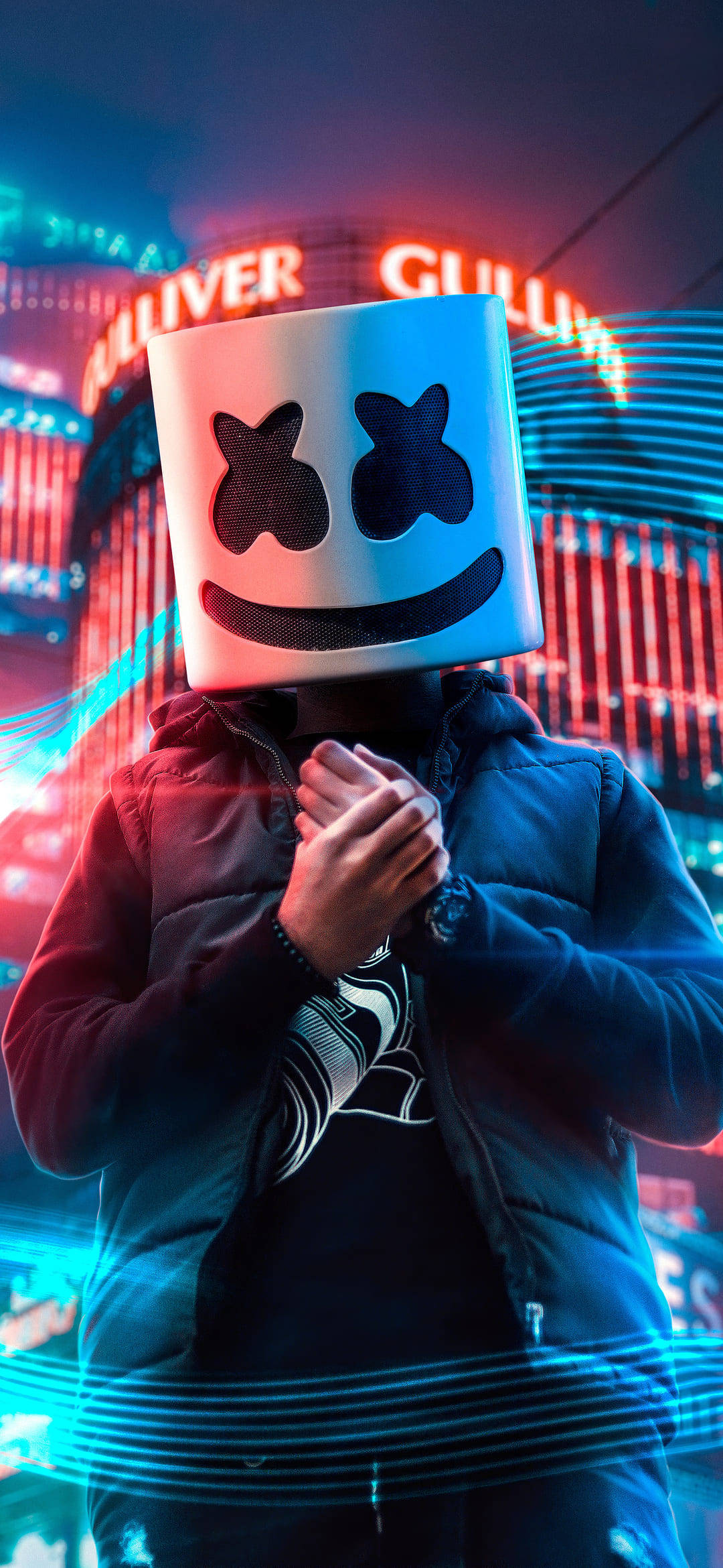 1080x2340 Download City Background Marshmello HD iPhone Wallpaper, Phone