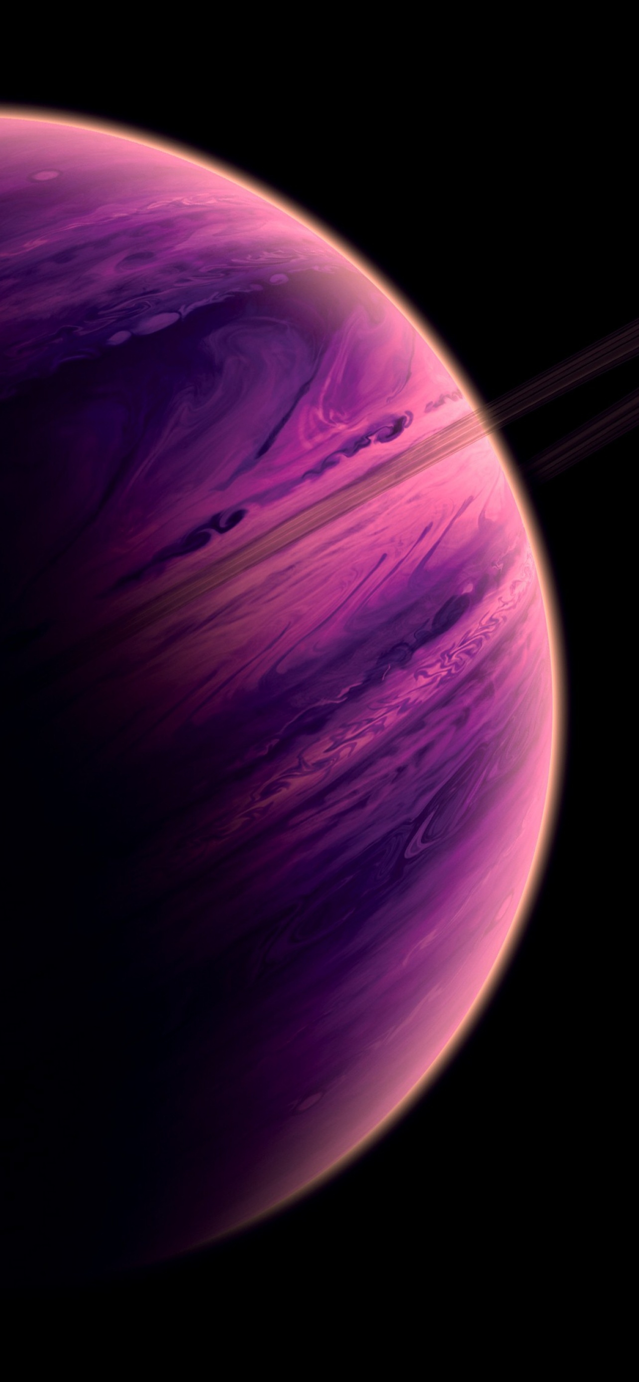 1290x2780 Purple Planet Wallpaper 4K, Dark background, Saturn, Phone