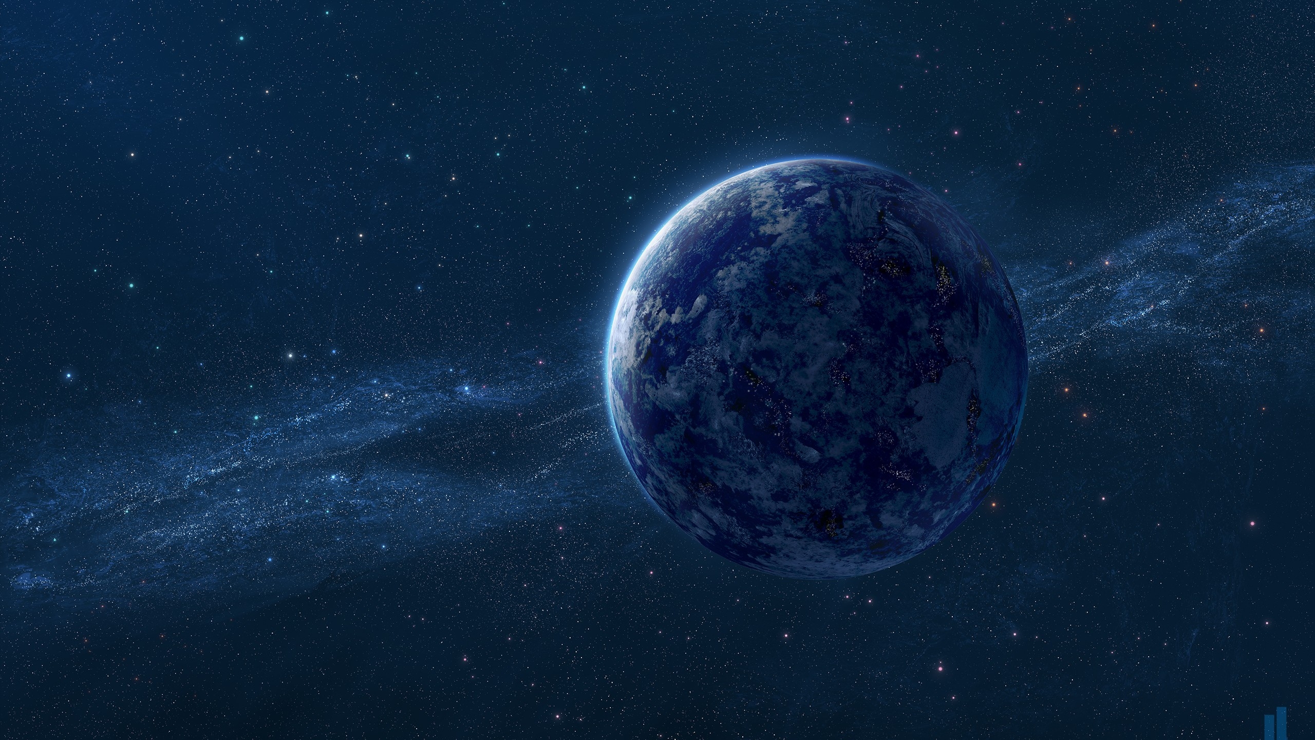 2560x1440 Wallpaper planet, blue, HD, Space, Desktop