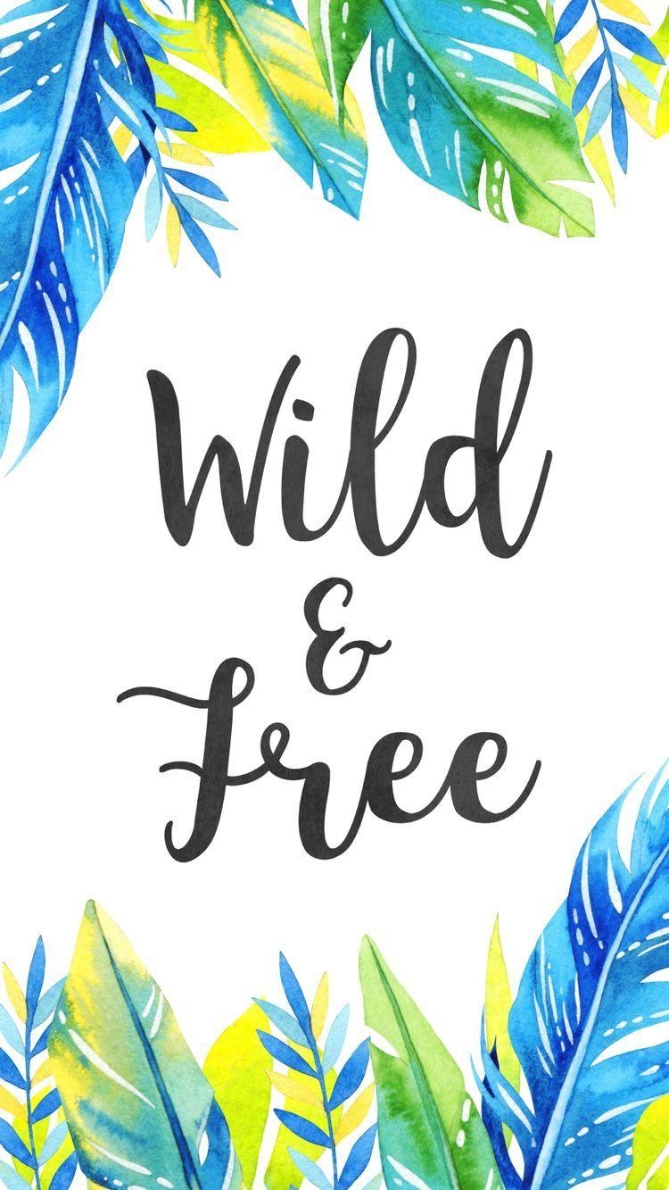 750x1340 Wallpaper background summer quote tropical wild and free. iPhone wallpaper, Feather wallpaper, Summer wallpaper, Phone