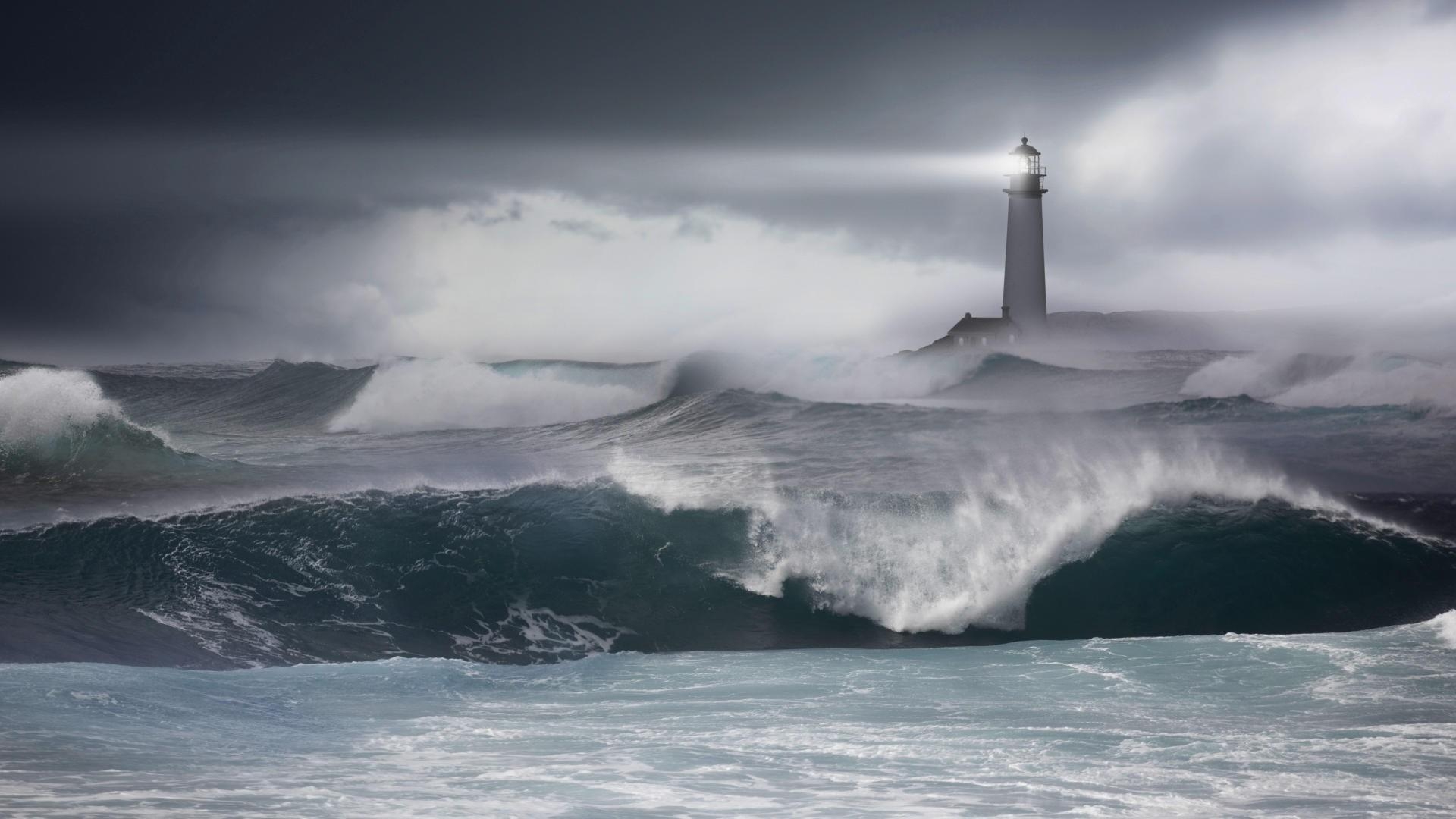 1920x1080 Desktop Wallpaper Lighthouse Storm, Desktop