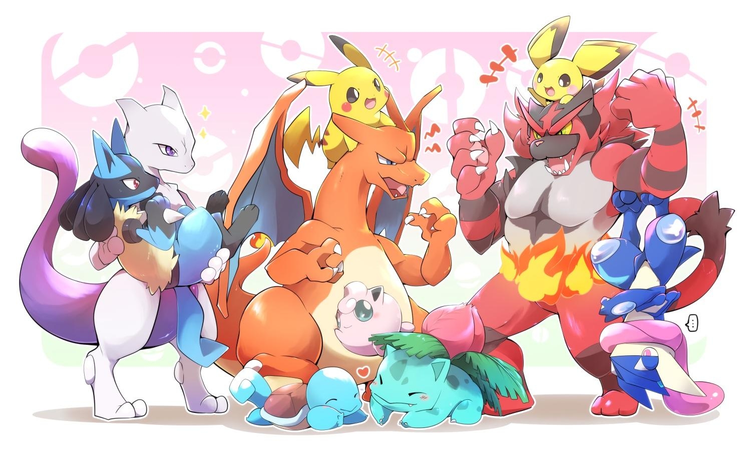 1500x900 azuma minatsu charizard greninja group incineroar ivysaur, Desktop