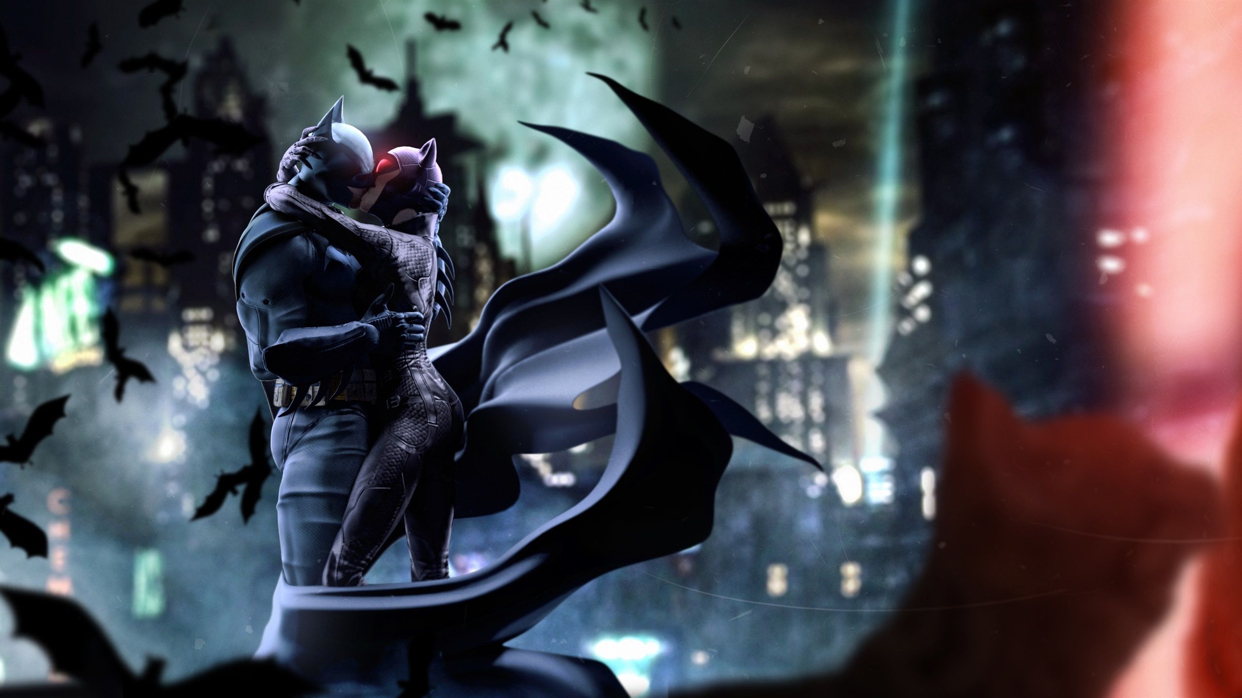 2560x1440 Wallpaper Batman and Catwoman, kiss, DC comics 2560x1600 HD, Desktop