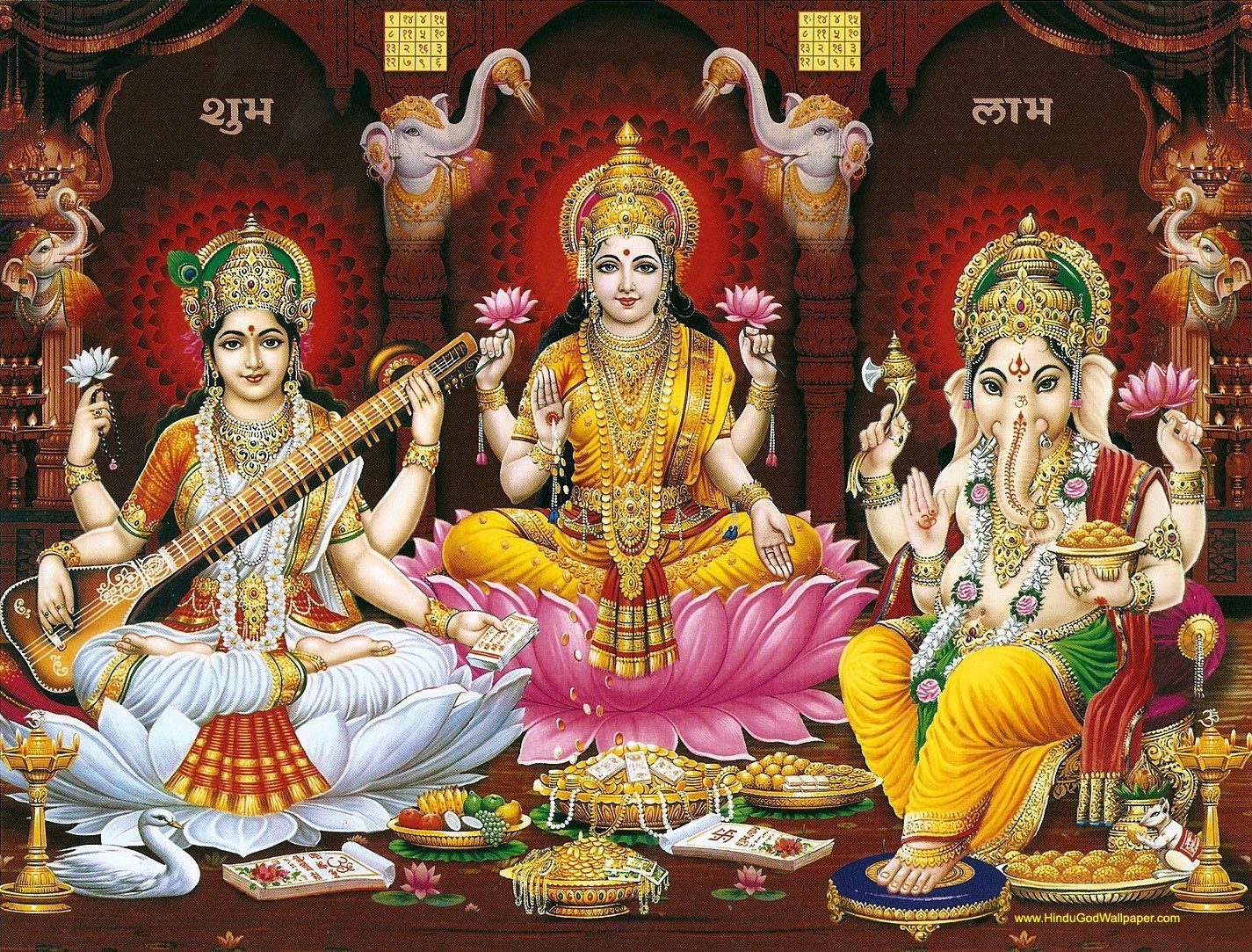 1430x1090 Laxmi Ganesh Saraswati Wallpaper Free Laxmi Ganesh Saraswati Background, Desktop