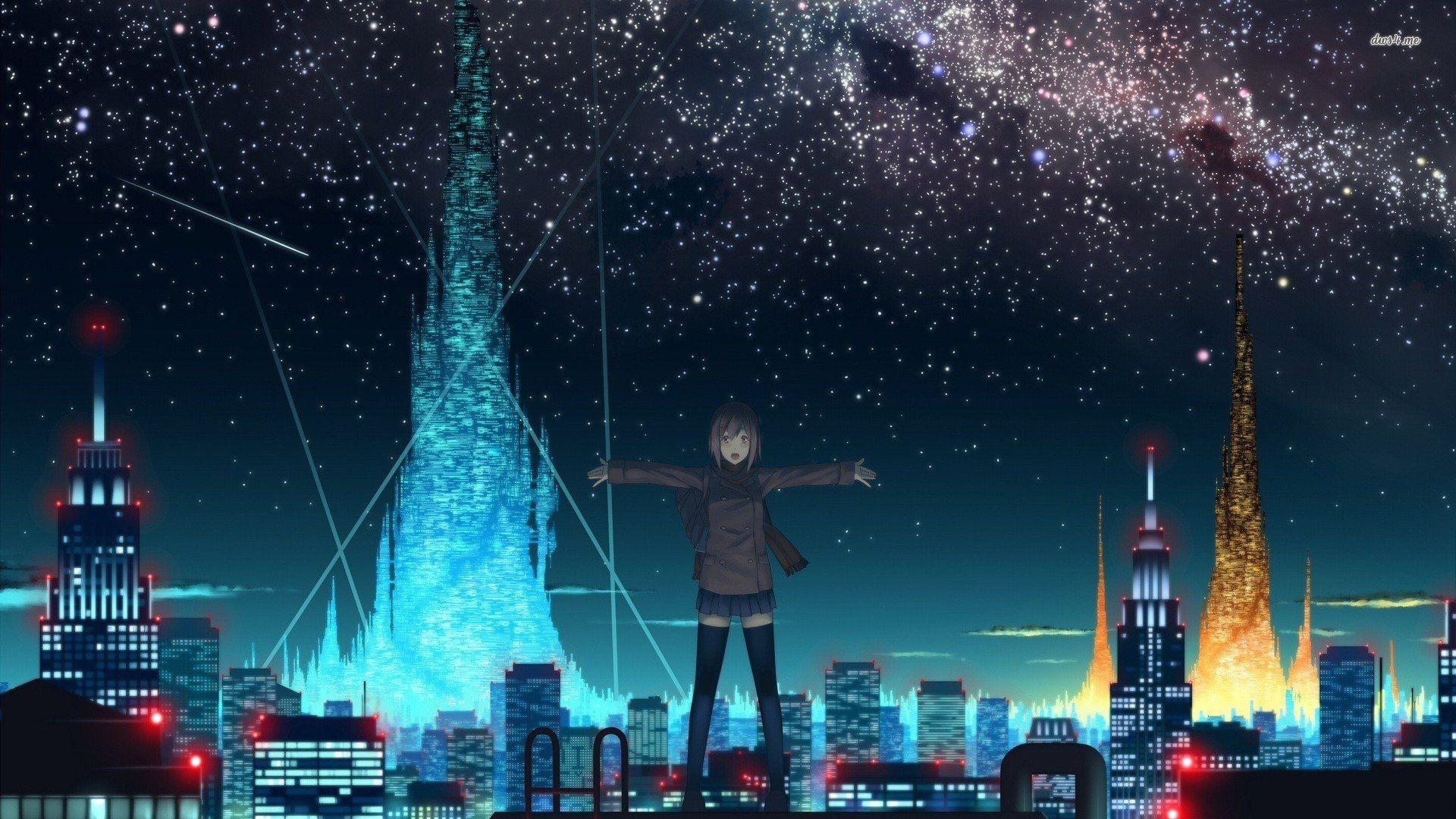 1920x1080 Free Anime Starry Night Sky Wallpaper Background at Cool Monodomo, Desktop