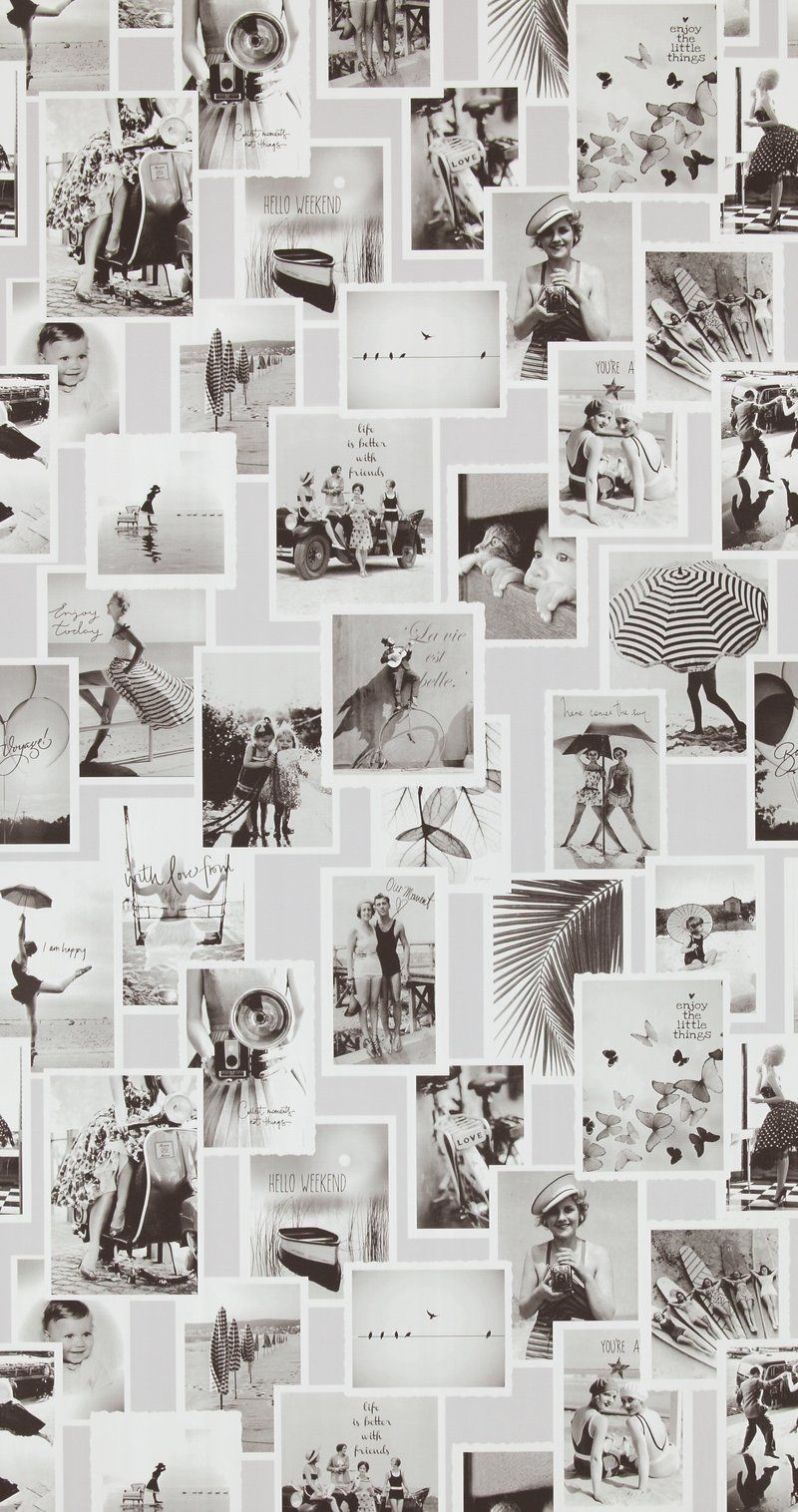 800x1520 Black and White Memories Wallpaper R4347. Vintage Home Interior, Phone