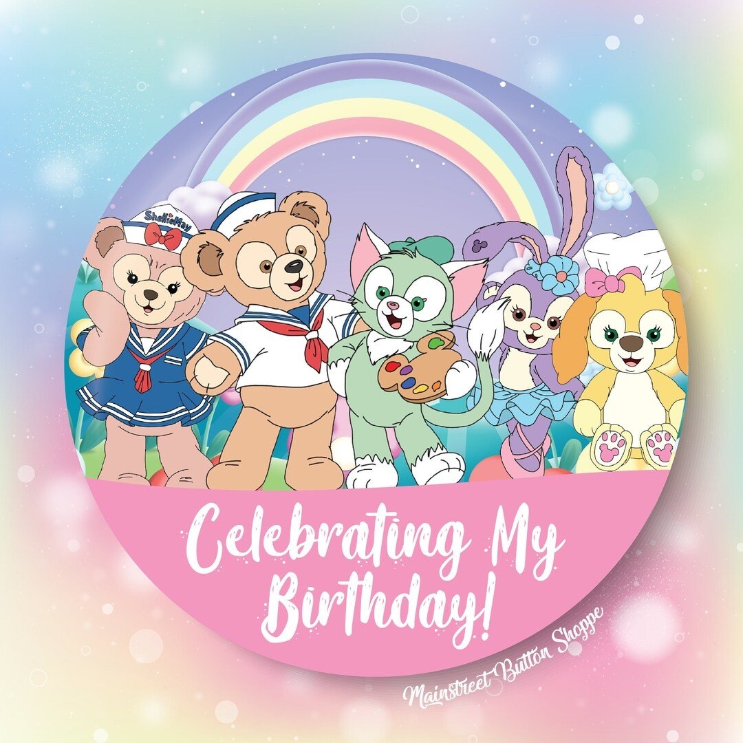 1080x1080 Disney Duffy and Friends Birthday Button Pin Badge, Phone