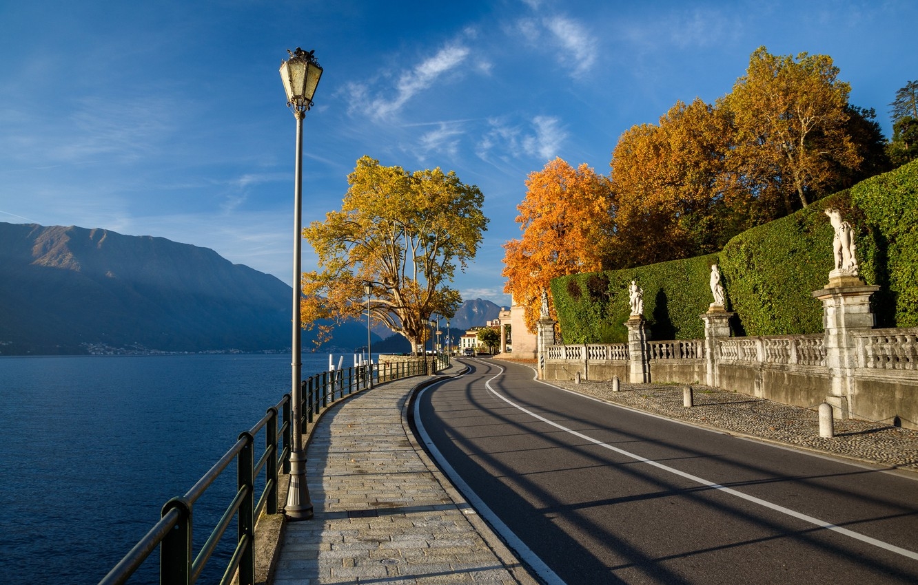 1340x850 Wallpaper street, Villa, Italy, lake Como, stanua, Tremezzo image for desktop, section пейзажи, Desktop