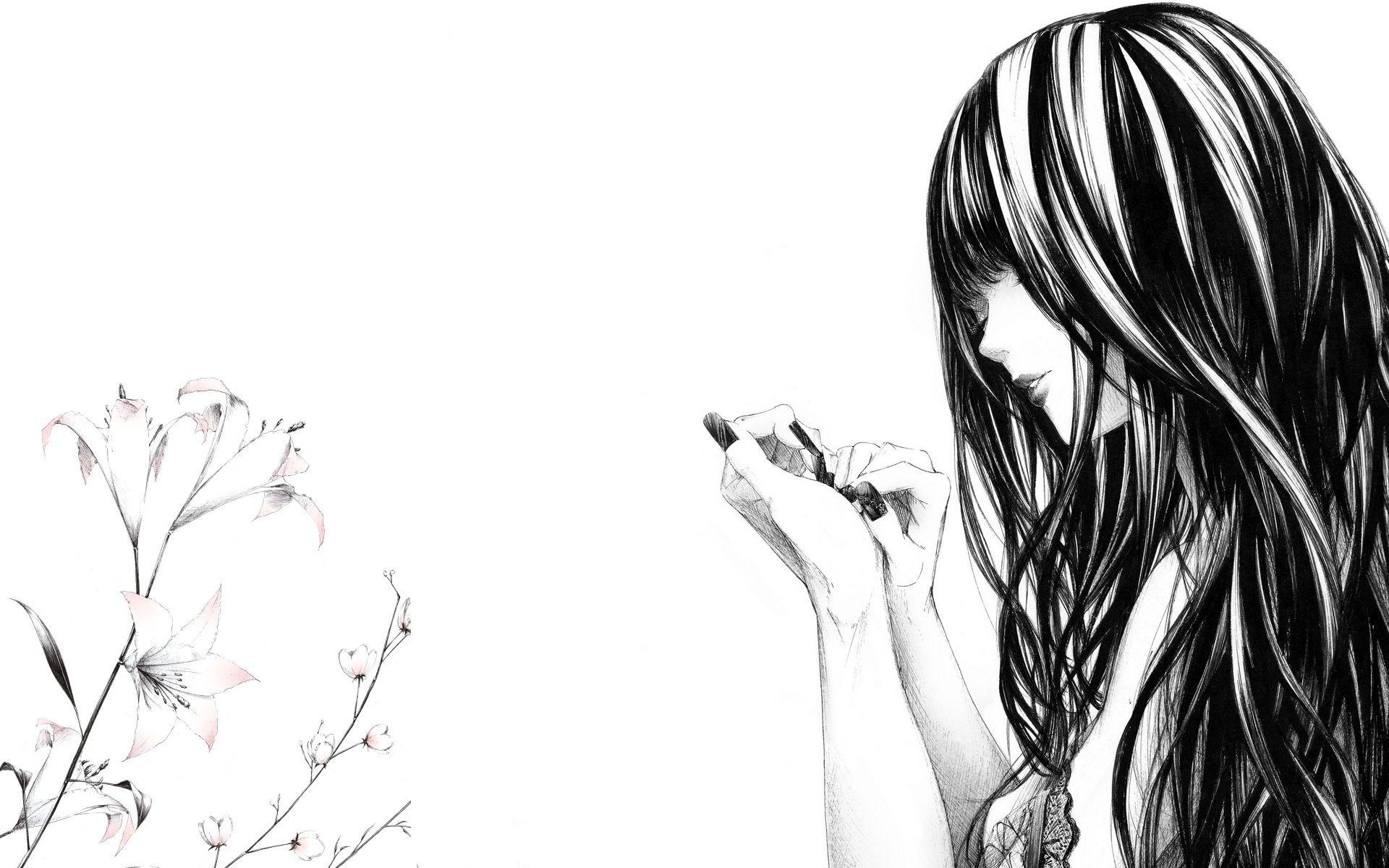 1920x1200 Anime Black and White Nature Wallpaper Free Anime Black, Desktop