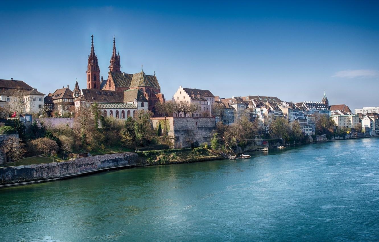 1340x850 Wallpaper river, home, Switzerland, Rhine, Basel image for desktop, Desktop