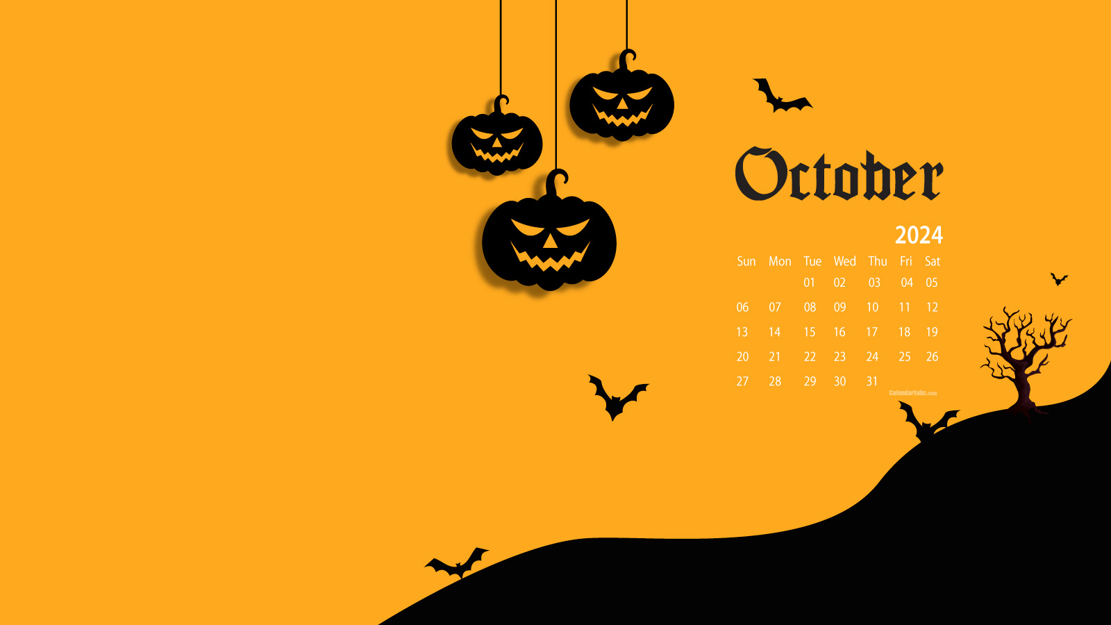 1600x900 October 2024 Desktop Wallpaper Calendar, Desktop