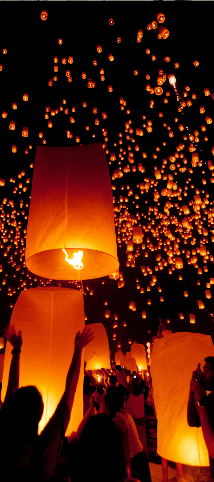 740x1650 thailand. Floating lantern festival, Sky, Phone