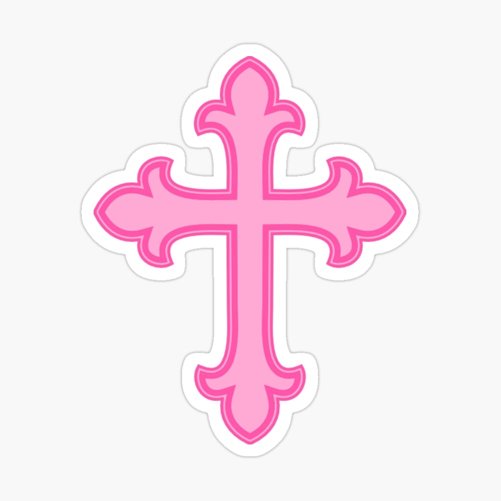 1000x1000 y2k cross pink Sticker, Phone