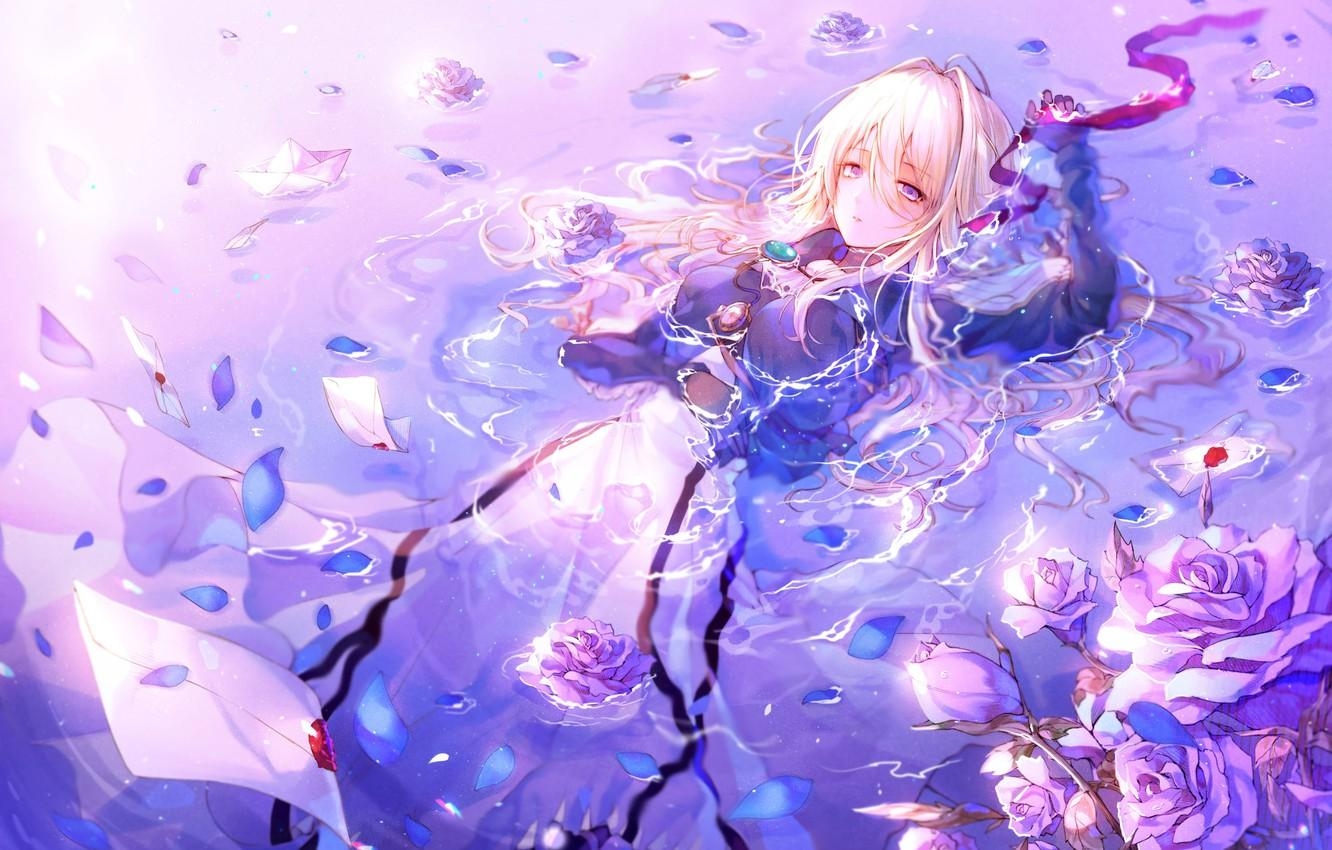 1340x850 Wallpaper Water, Girl, Anime, Violet Evergarden image for desktop, Desktop