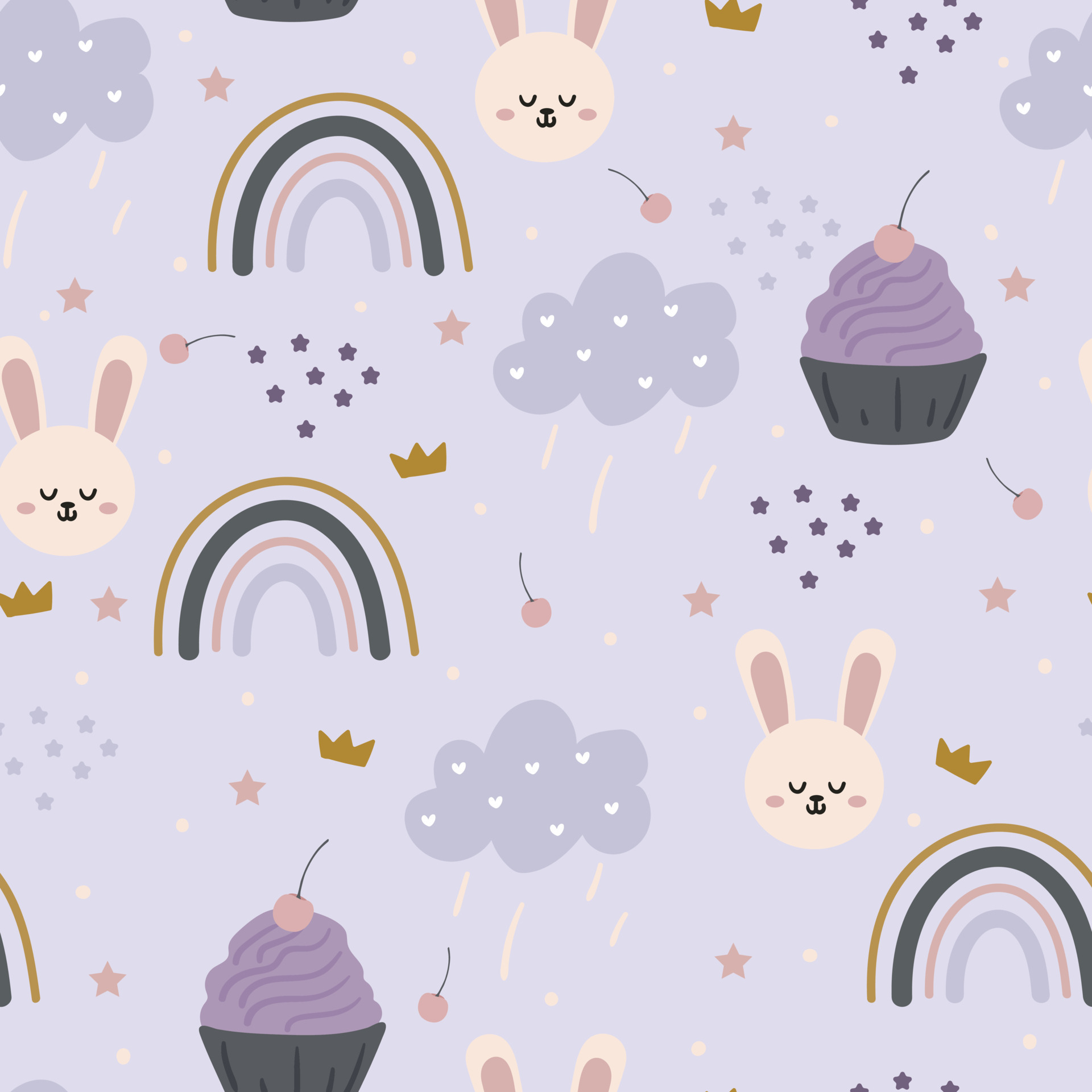 1920x1920 seamless pattern cute cartoon bunny. for easter, kids wallpaper, fabric print, and gift wrapping paper, Phone