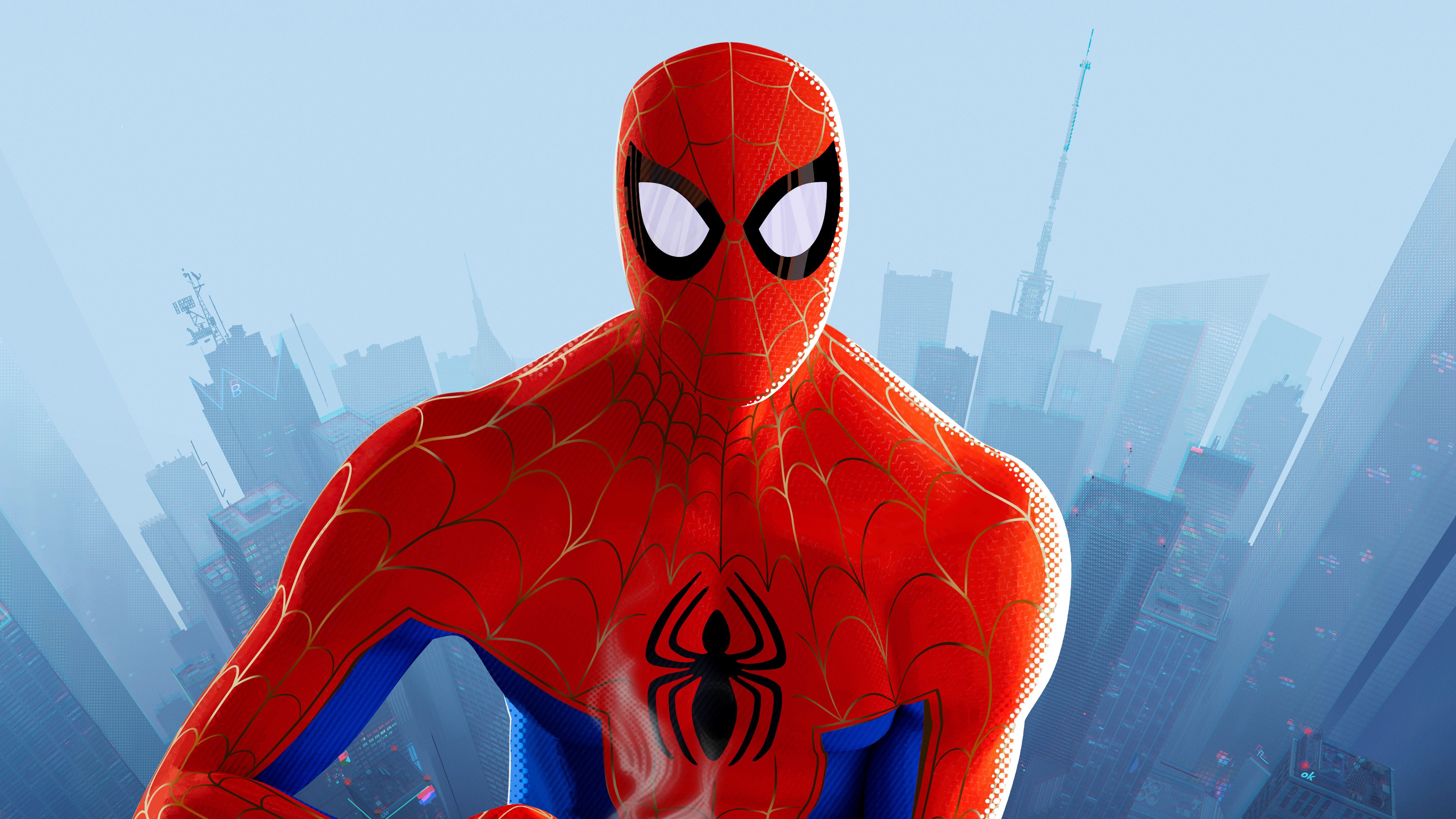 6080x3420 Peter Parker In Spiderman Into The Spider Verse Movie Wallpaper & Background Download, Desktop