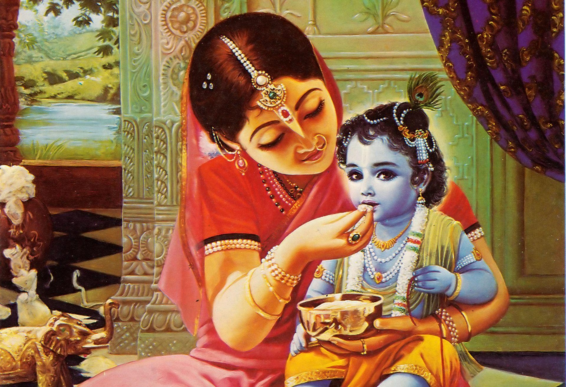 1920x1320 Natkhat Gopal Krishna With Yashoda Maa Janmashtami Pic HD Wallpaper, Desktop