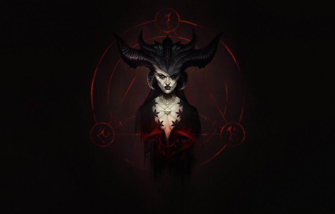 1340x850 Wallpaper Fantasy, Horns, Blizzard, Art, Fiction, Diablo, Game, Desktop