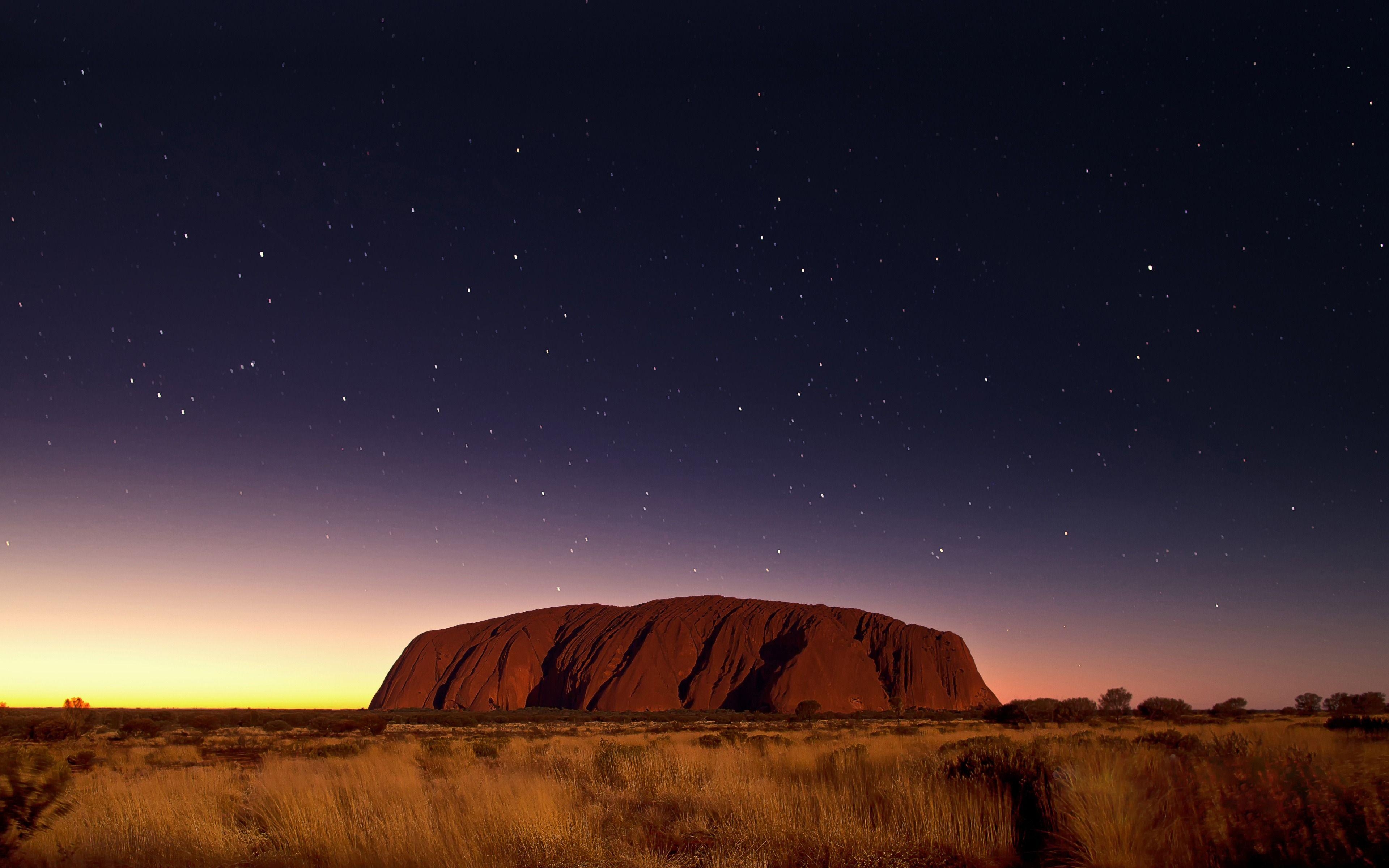 3840x2400 Download wallpaper Ayers Rock, 4k, nightscapes, australian, Desktop