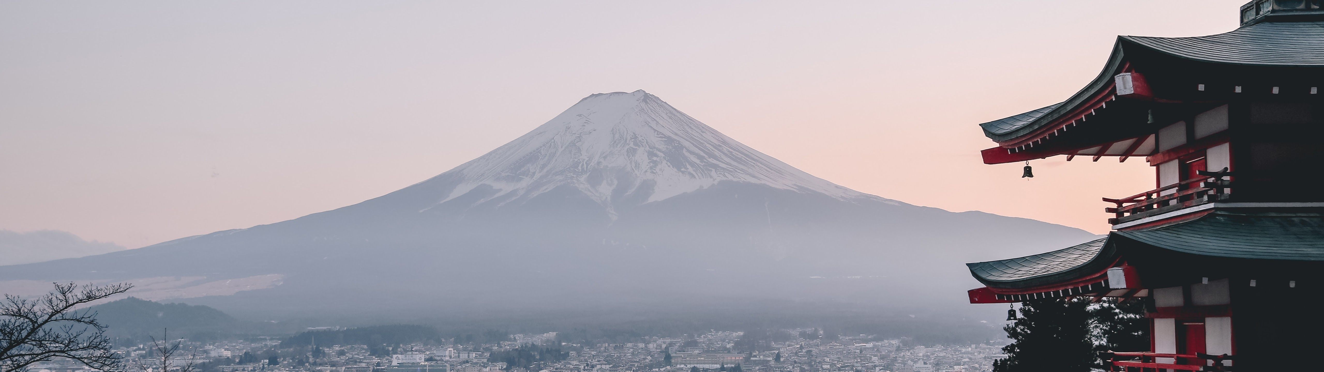 5120x1440 Mount Fuji City Japan Landscape Scenery 8K Wallpaper, Dual Screen