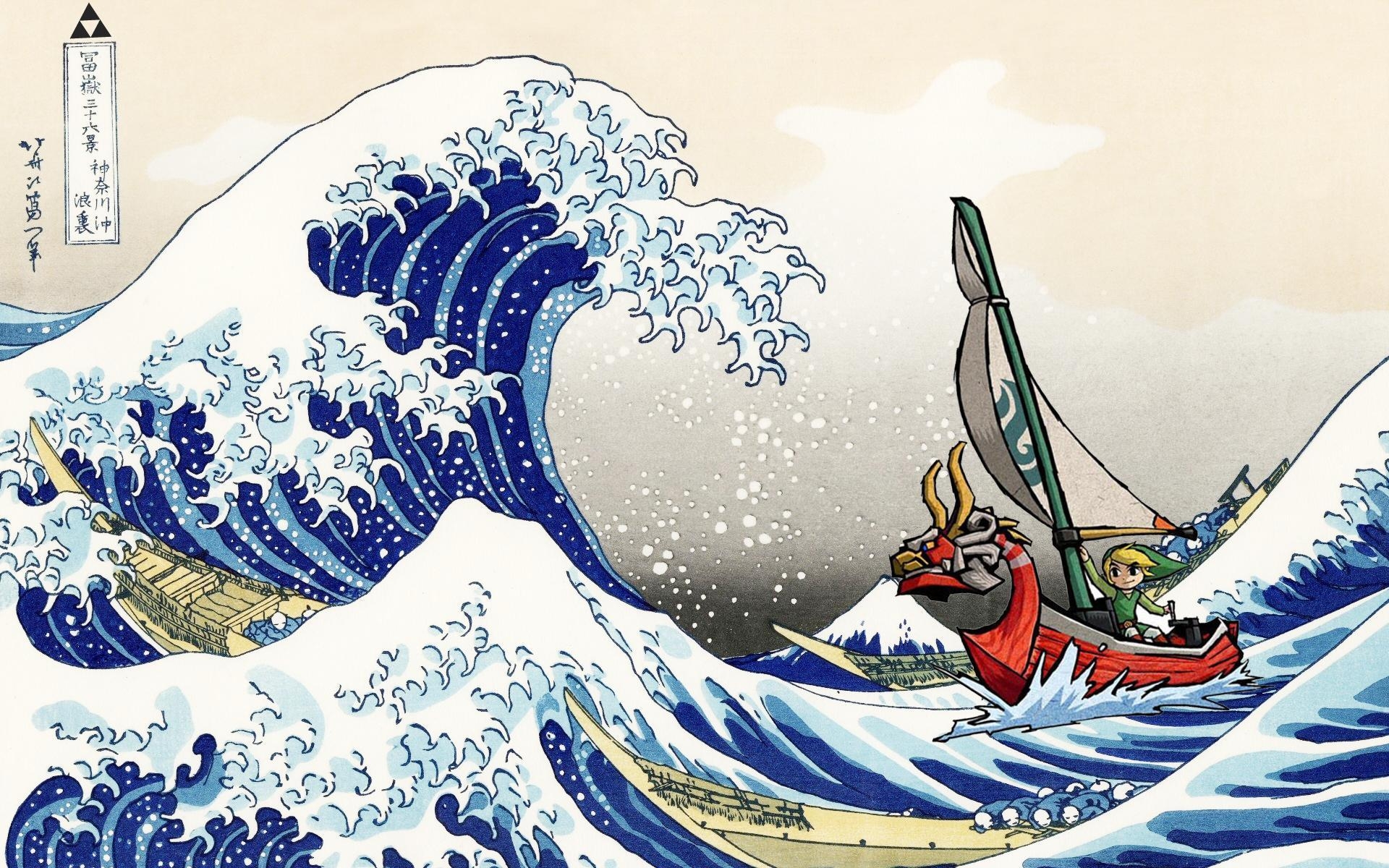 1920x1200 Made this little wallpaper: Hokusai + Wind Waker, Desktop