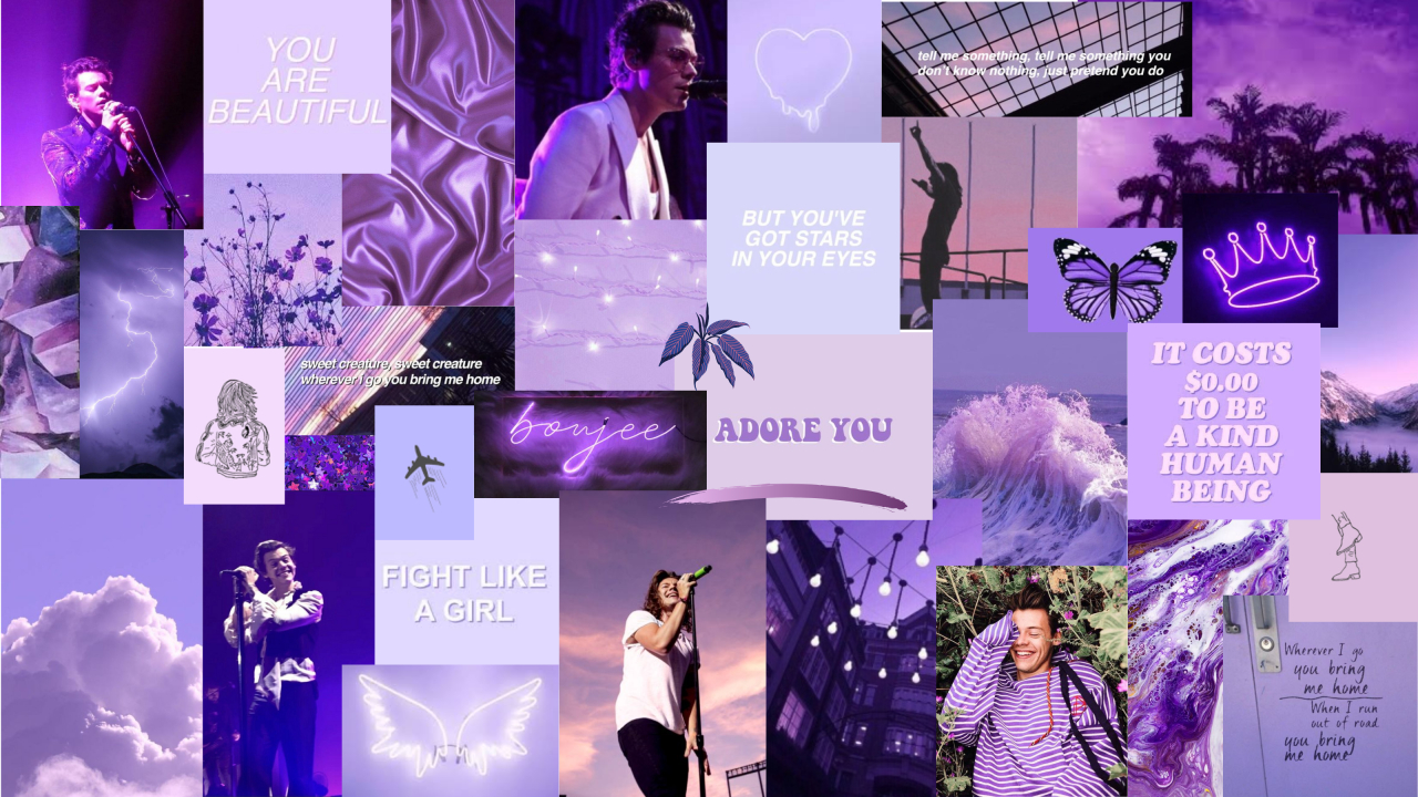 1280x720 Lavender Aesthetic Collage Pastel Purple Aesthetic Laptop Wallpaper, Desktop