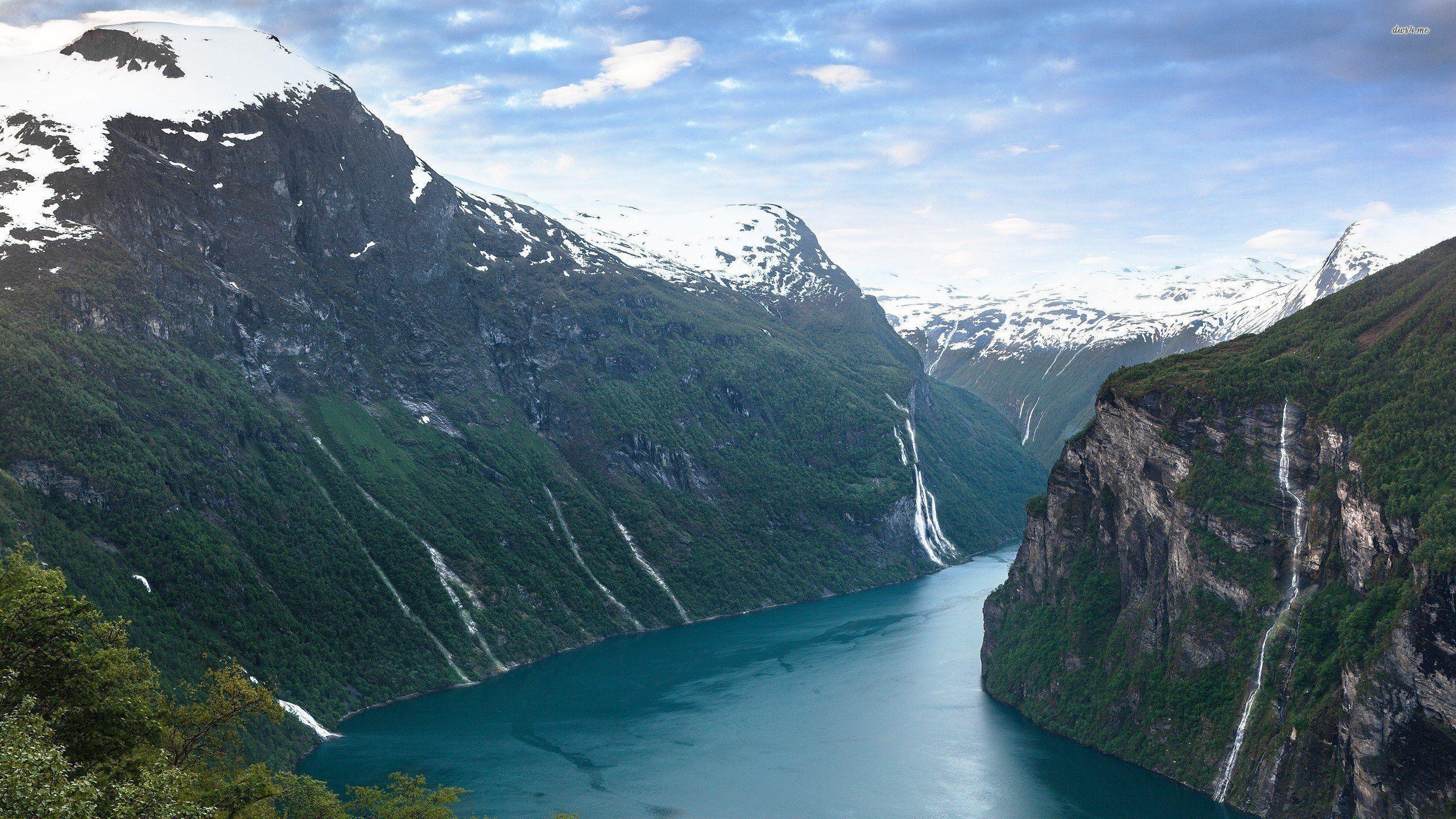 2560x1440 Latefossen Waterfall Norway Wallpaper, Desktop