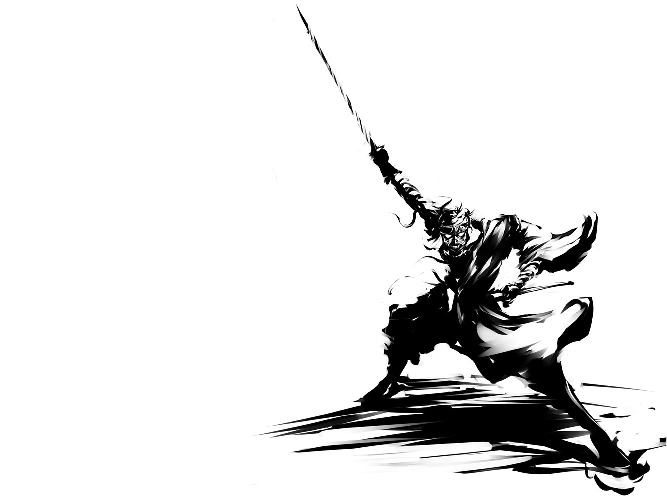 1340x1000 Zoro Wallpaper Black And White, Desktop