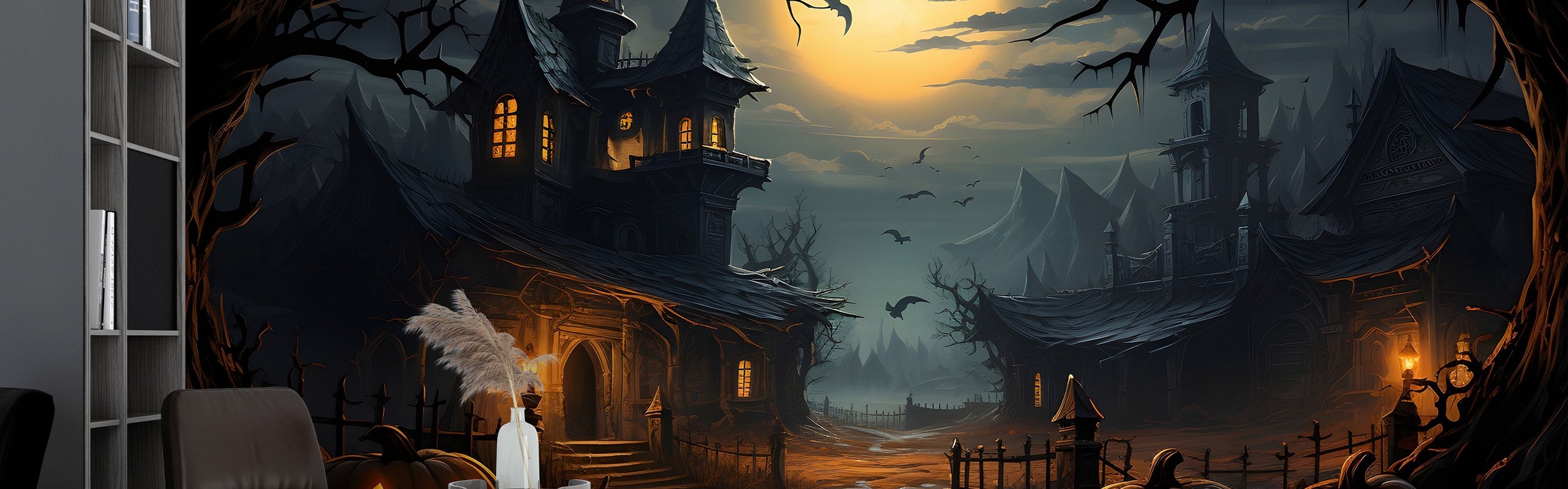 2500x780 Stylish Halloween Wallpaper Ideas, Dual Screen