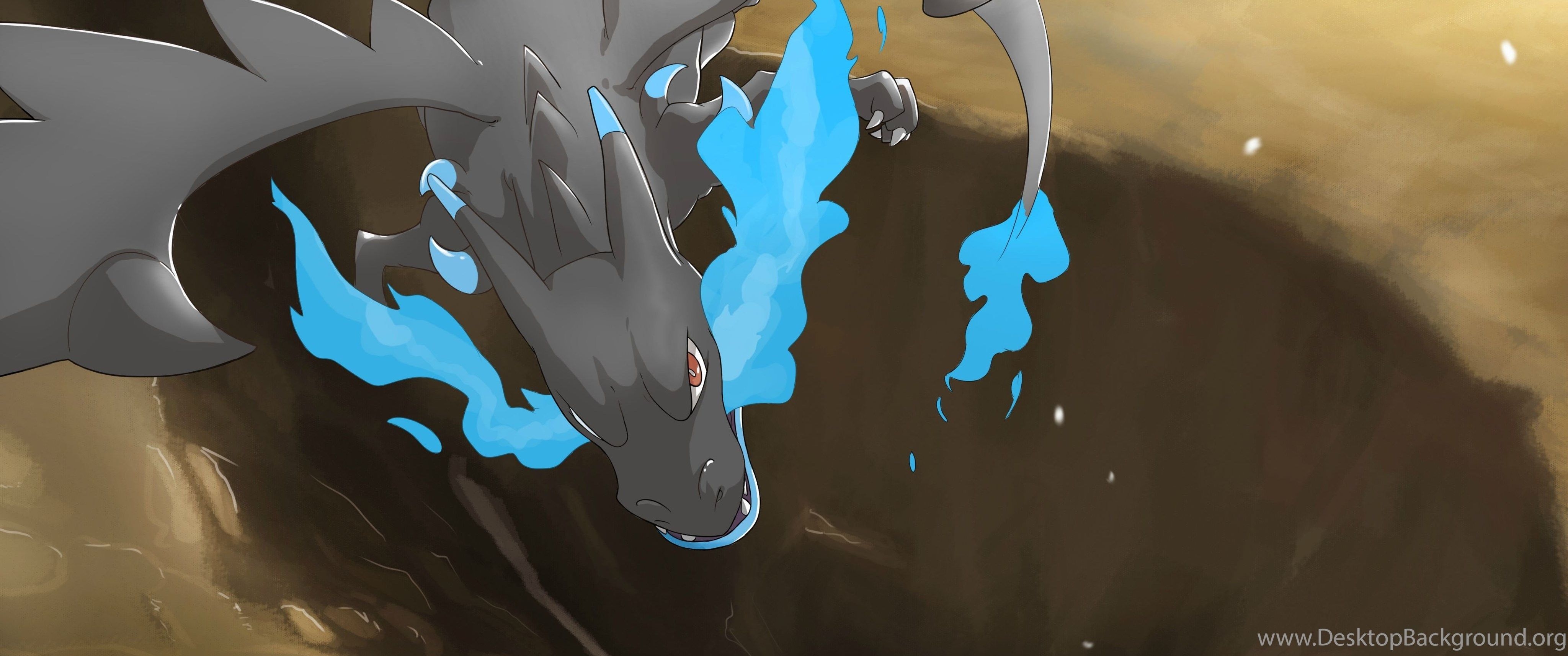 4100x1720 Mega Charizard X Wallpaper, Pokemon Desktop Background, Dual Screen