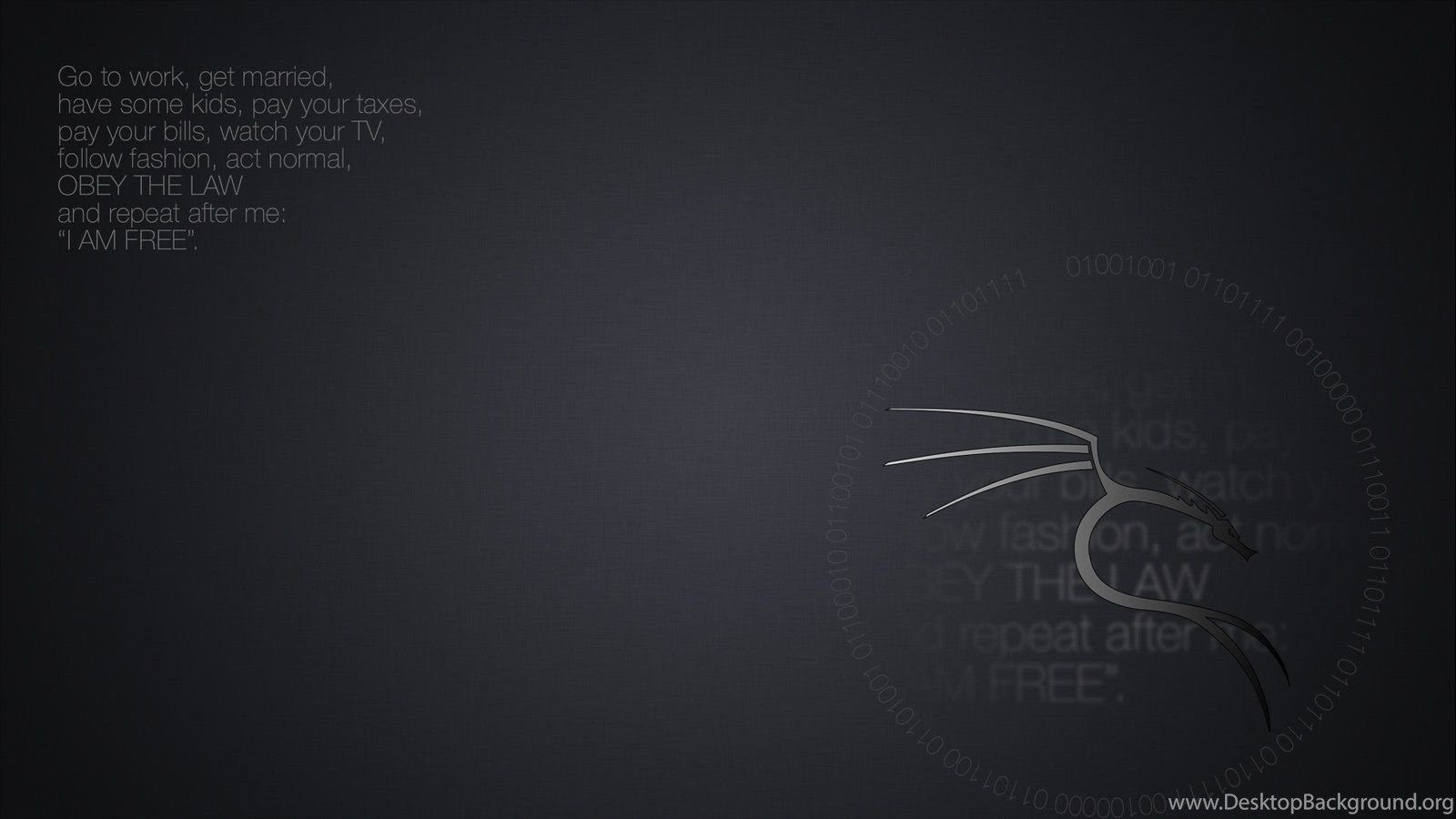 1600x900 Kali Linux Wallpaper 'I Am Free' Desktop Background, Desktop