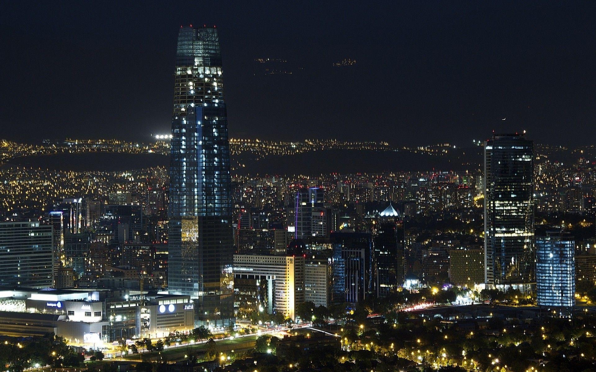 1920x1200 landscape, Lights, Santiago De Chile, Cityscape, Night, Skyscraper, Desktop