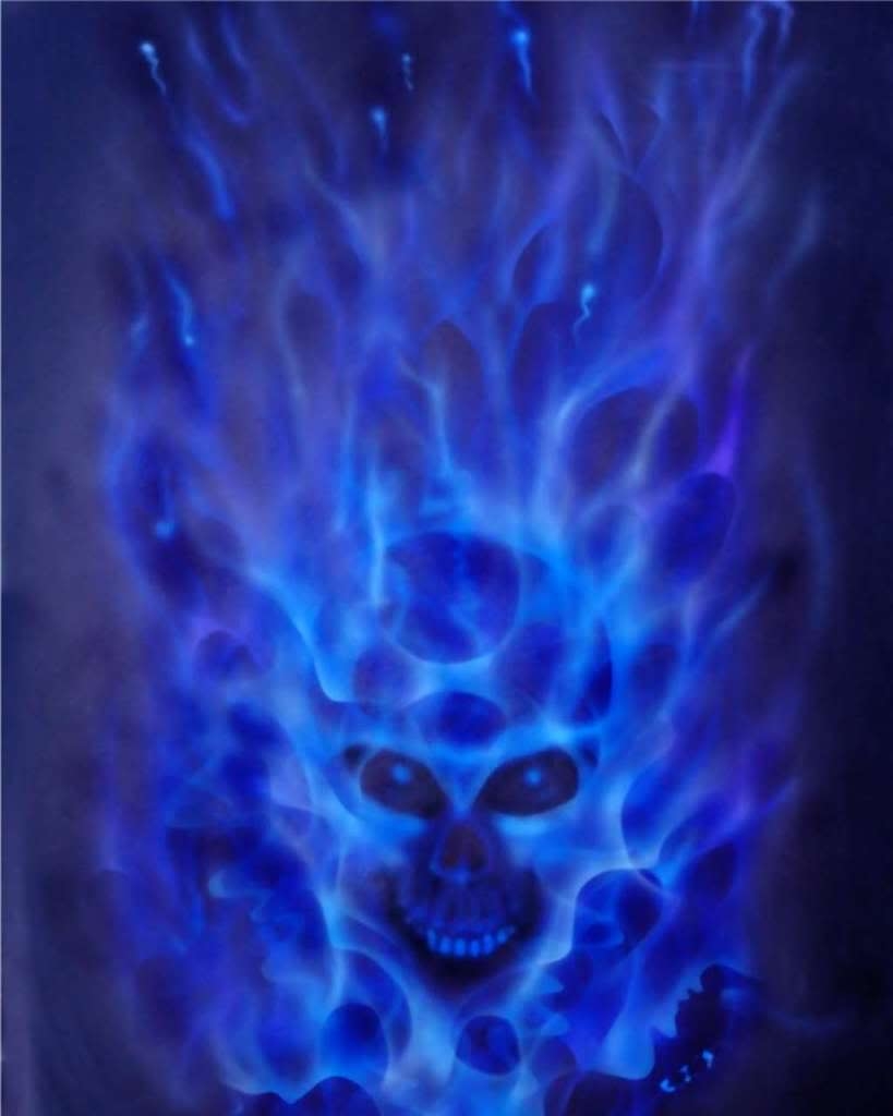 820x1030 Blue Flaming Skull Wallpaper, Phone